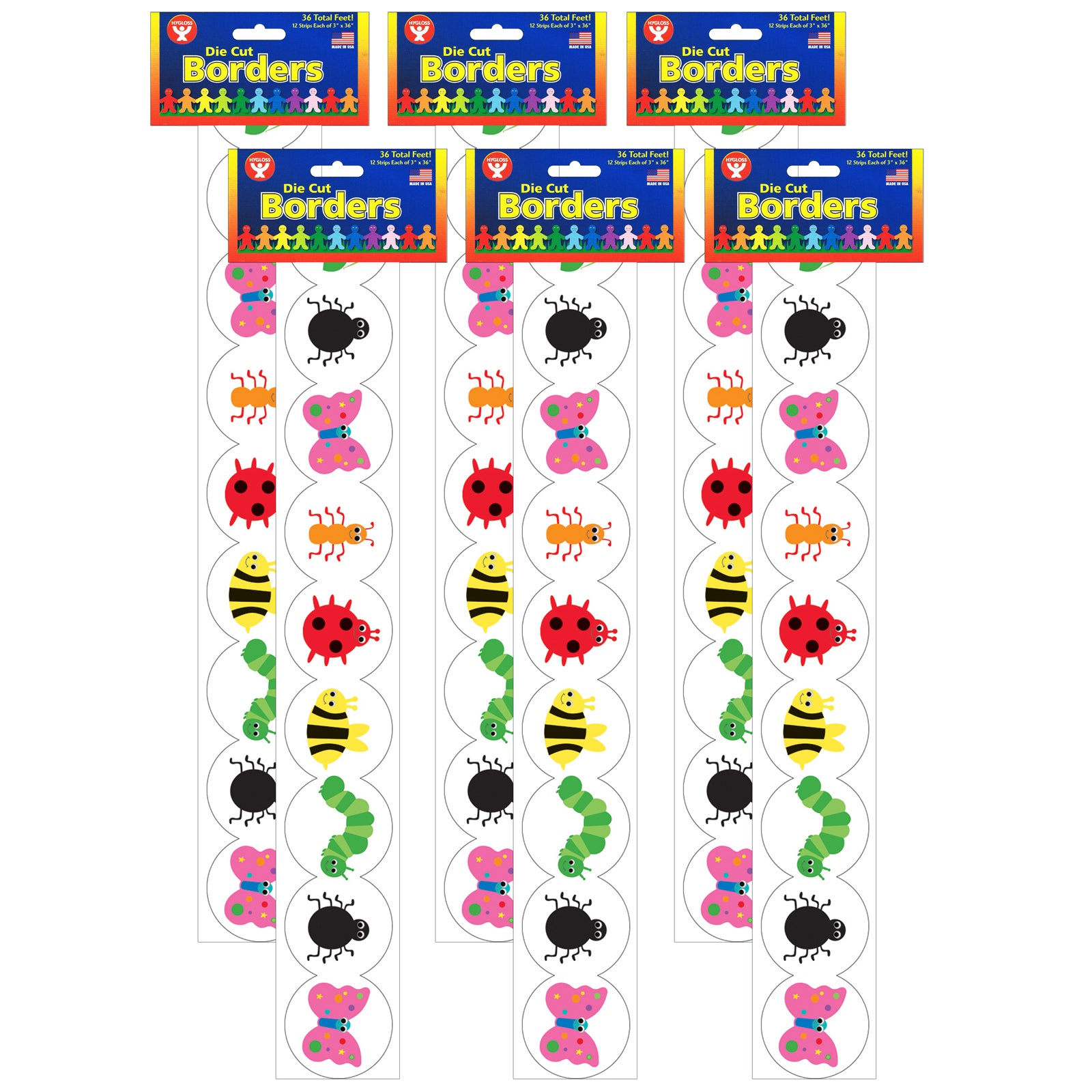 Bugs Border, 12 Strips/36 Feet Per Pack, 6 Packs