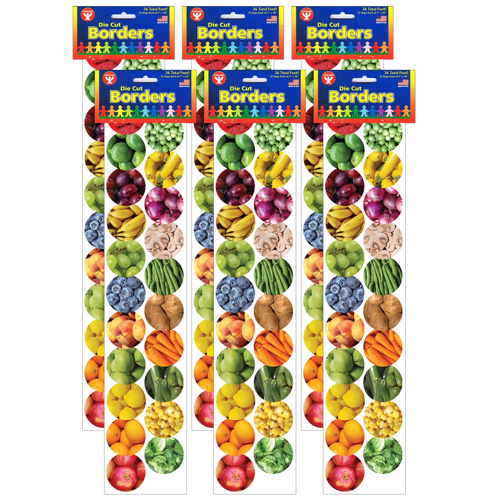 Fruits And Veggies Border, 36 Feet Per Pack, 6 Packs