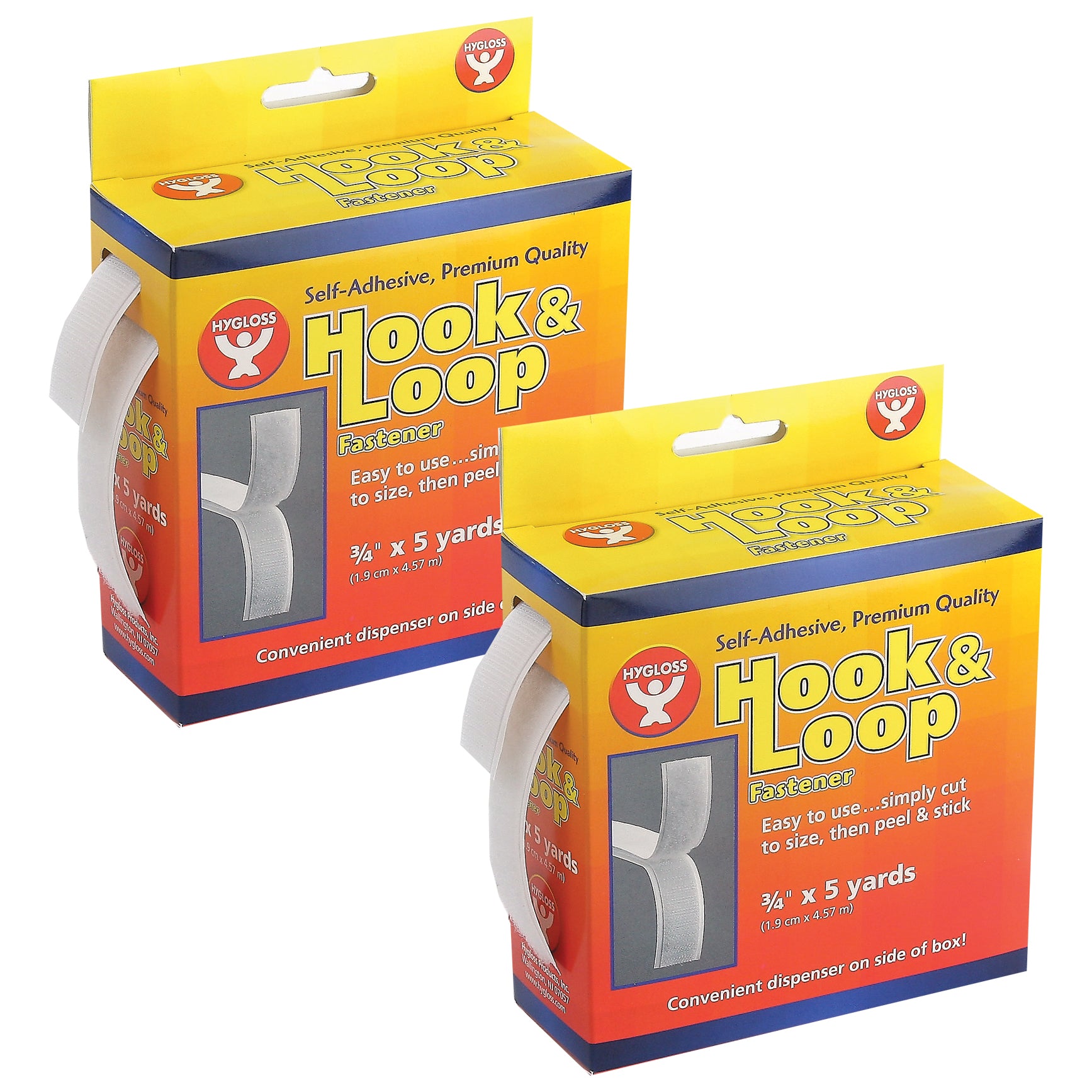 Self-Adhesive Hook & Loop Fastener Roll, 3/4" x 5 yds., Pack of 2