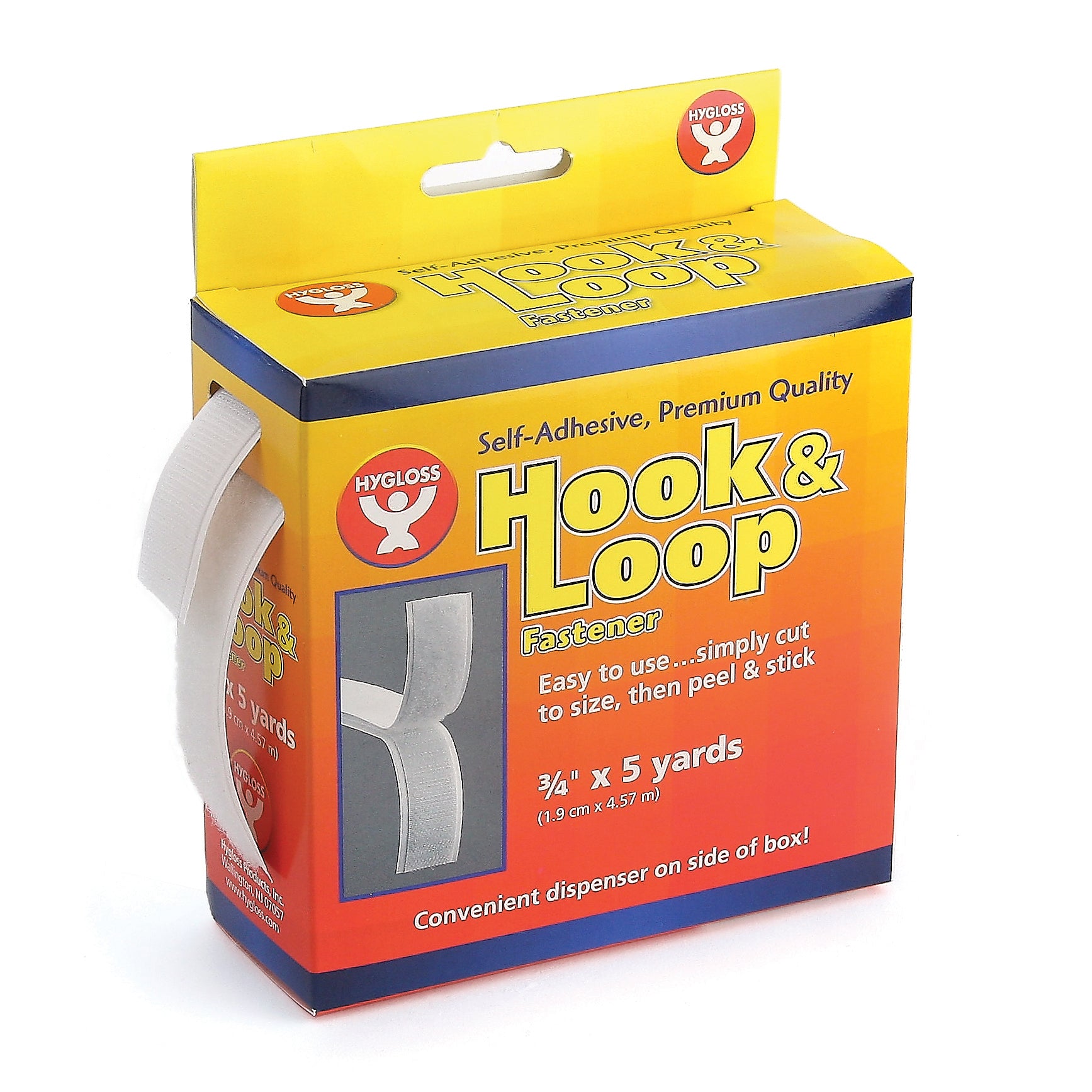 Self-Adhesive Hook & Loop Fastener Roll, 3/4" x 5 yds., Pack of 2