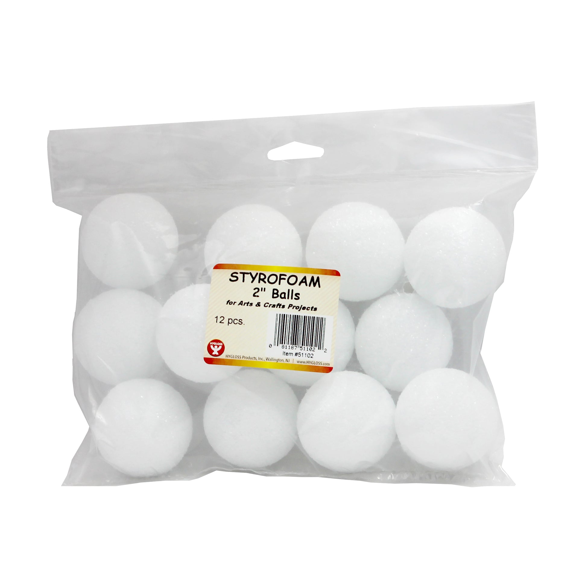 Craft Foam Balls, 2 Inch, White, 12 Per Pack, 3 Packs