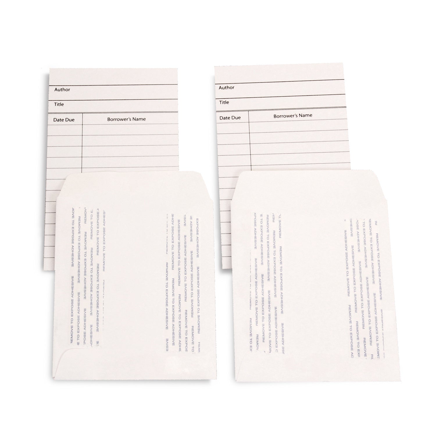 Library Cards & Self-Adhesive Pockets Combo, White, 30 Each/60 Pieces Per Pack, 3 Packs - A1 School Supplies