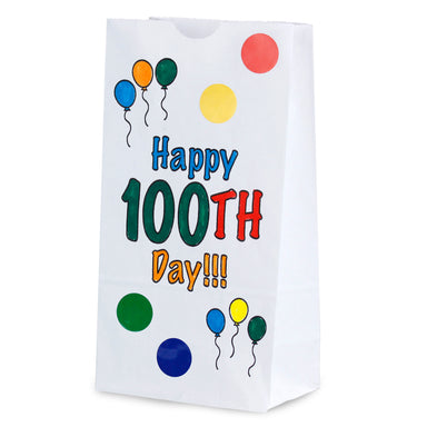 Happy 100th Day Paper Bags, 25 Per Pack, 3 Packs - A1 School Supplies