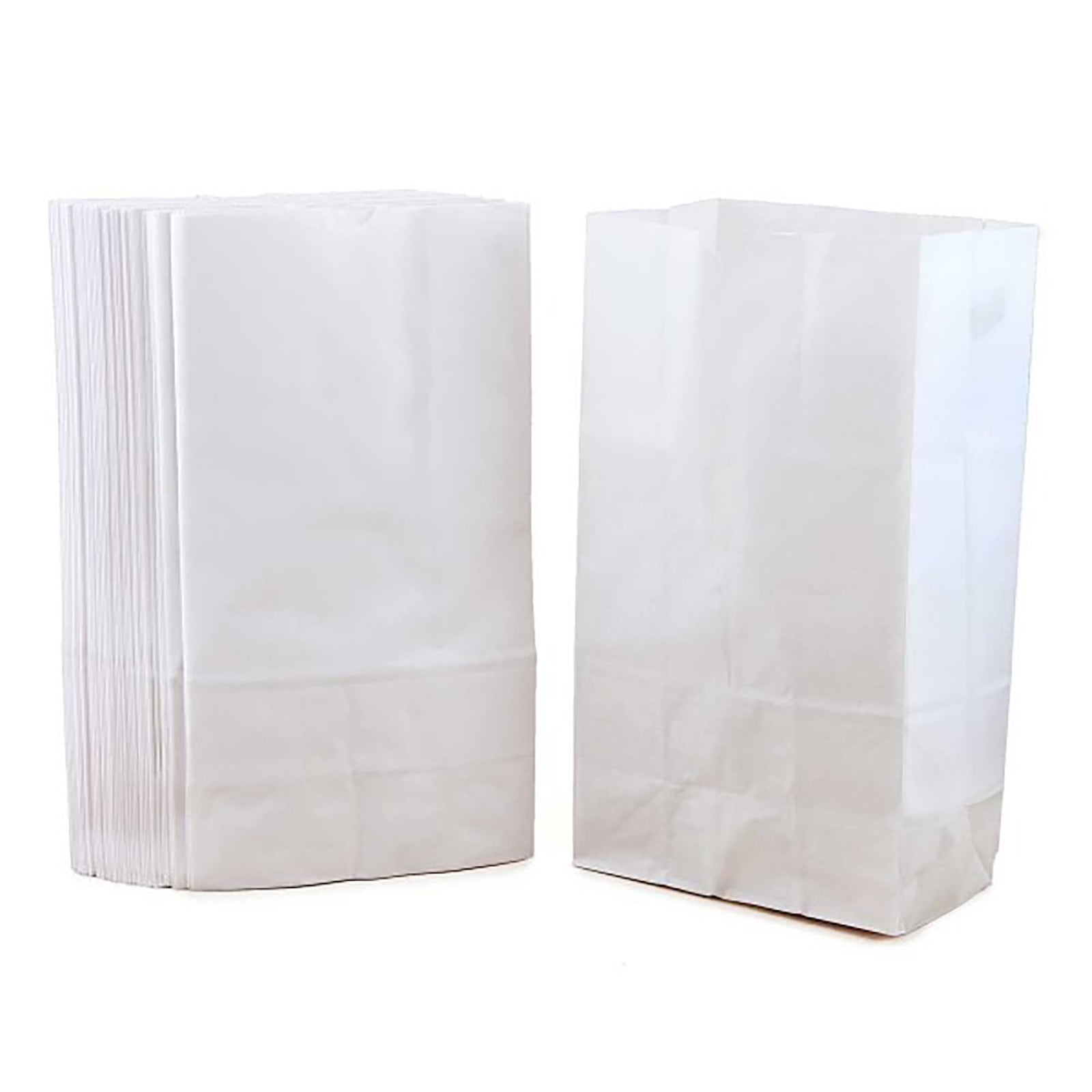 Large Gusseted Paper Bags, 6" x 3.5" x 11", White, 100 Per Pack, 2 Packs