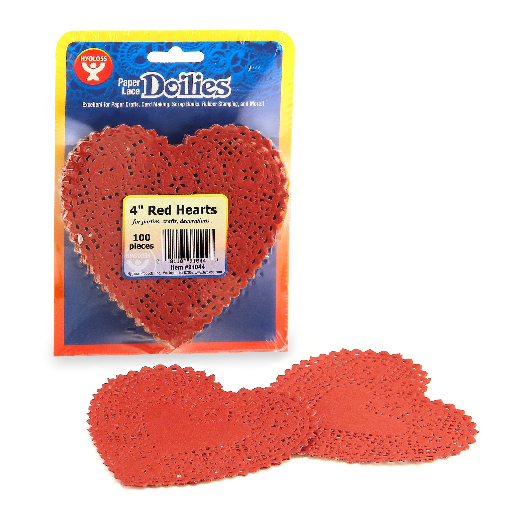 Heart Doilies, Red, 4", 100 Per Pack, 3 Packs - A1 School Supplies