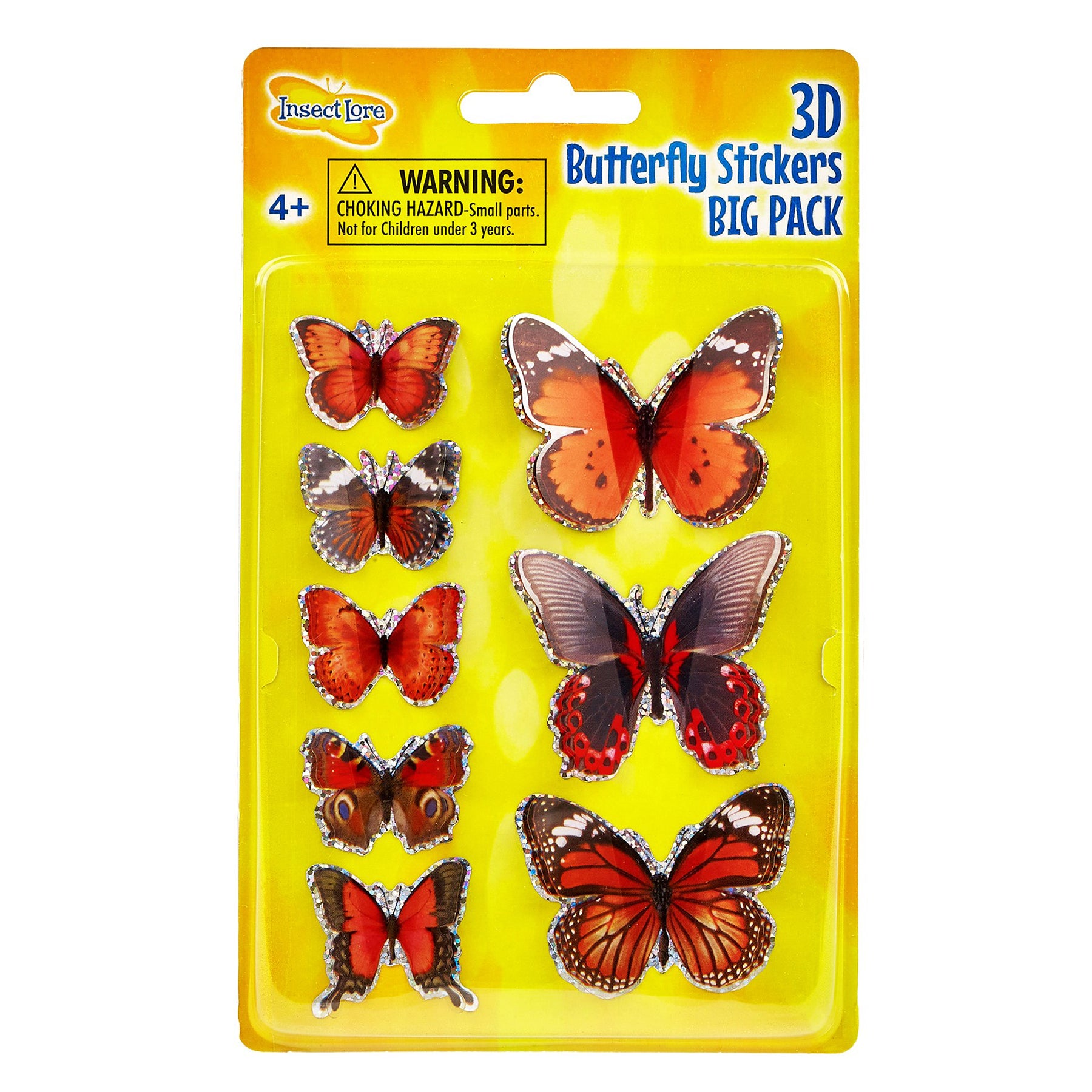 3D Butterfly Stickers BIG PACK, 8 Per Pack, 6 Packs