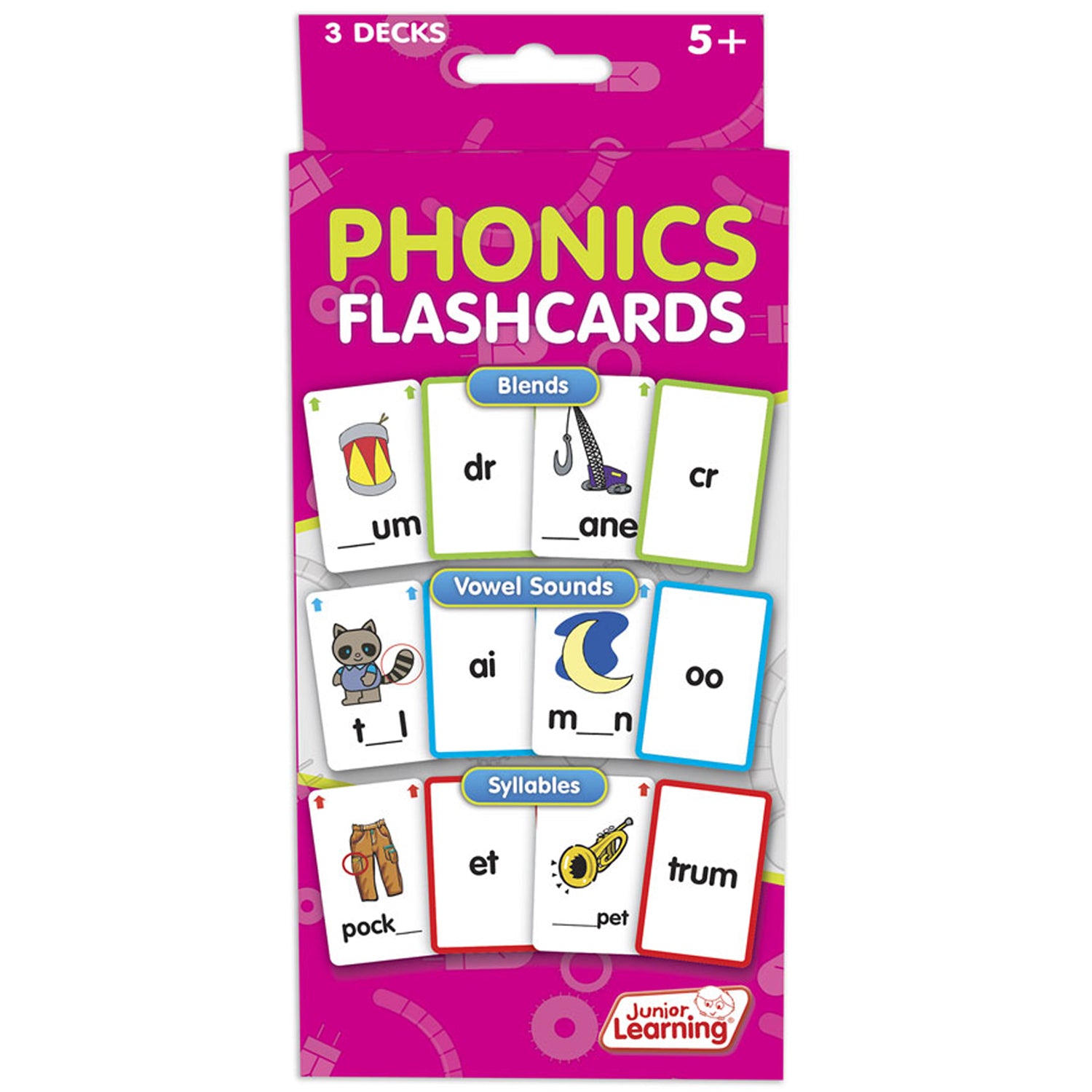 Phonics Flashcards, 3 Sets Per Pack, 3 Packs