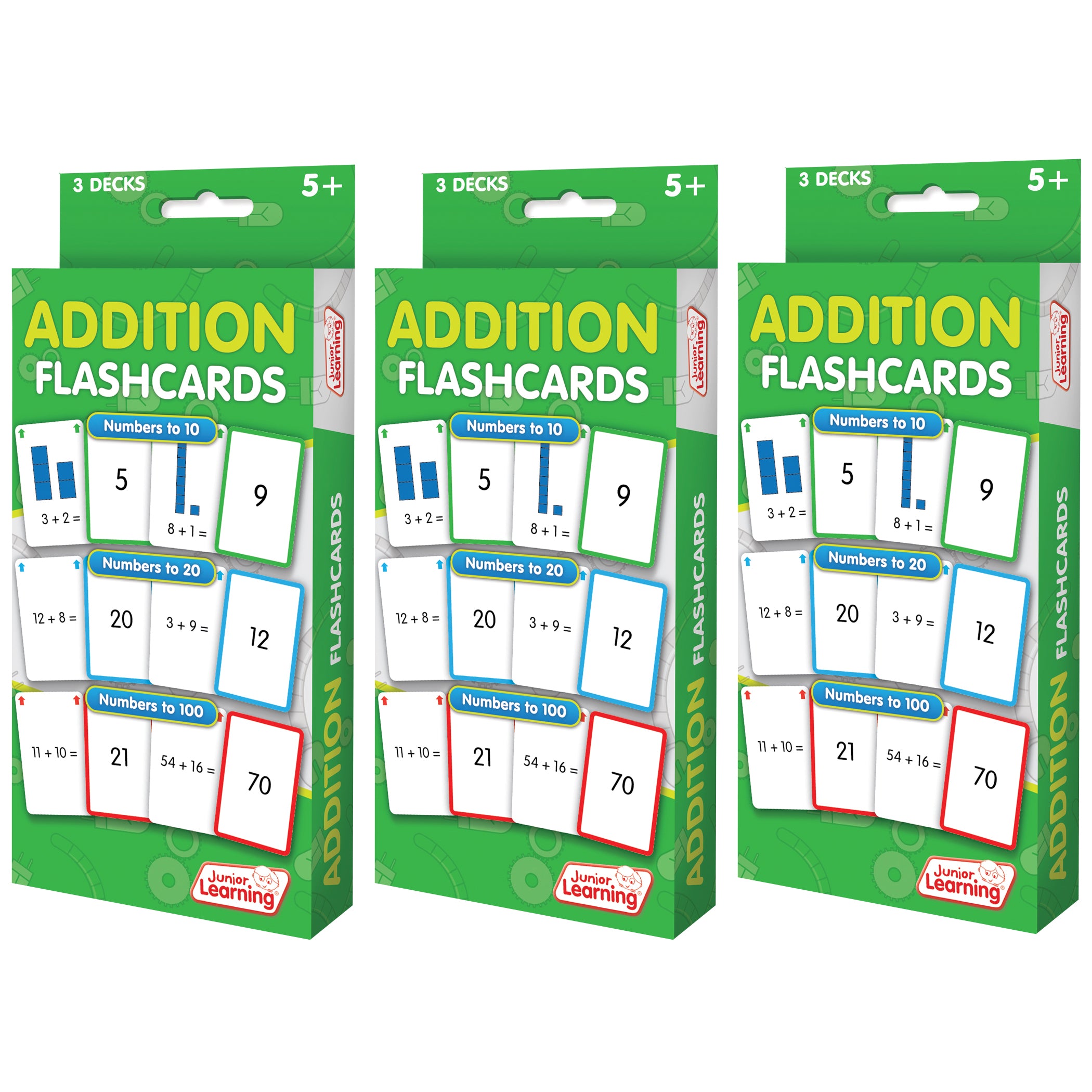 Addition Flashcards, 3 Sets Per Pack, 3 Packs