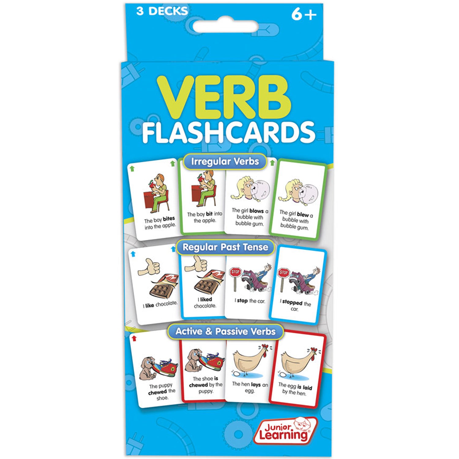 Verb Flashcards, 3 Sets Per Pack, 3 Packs