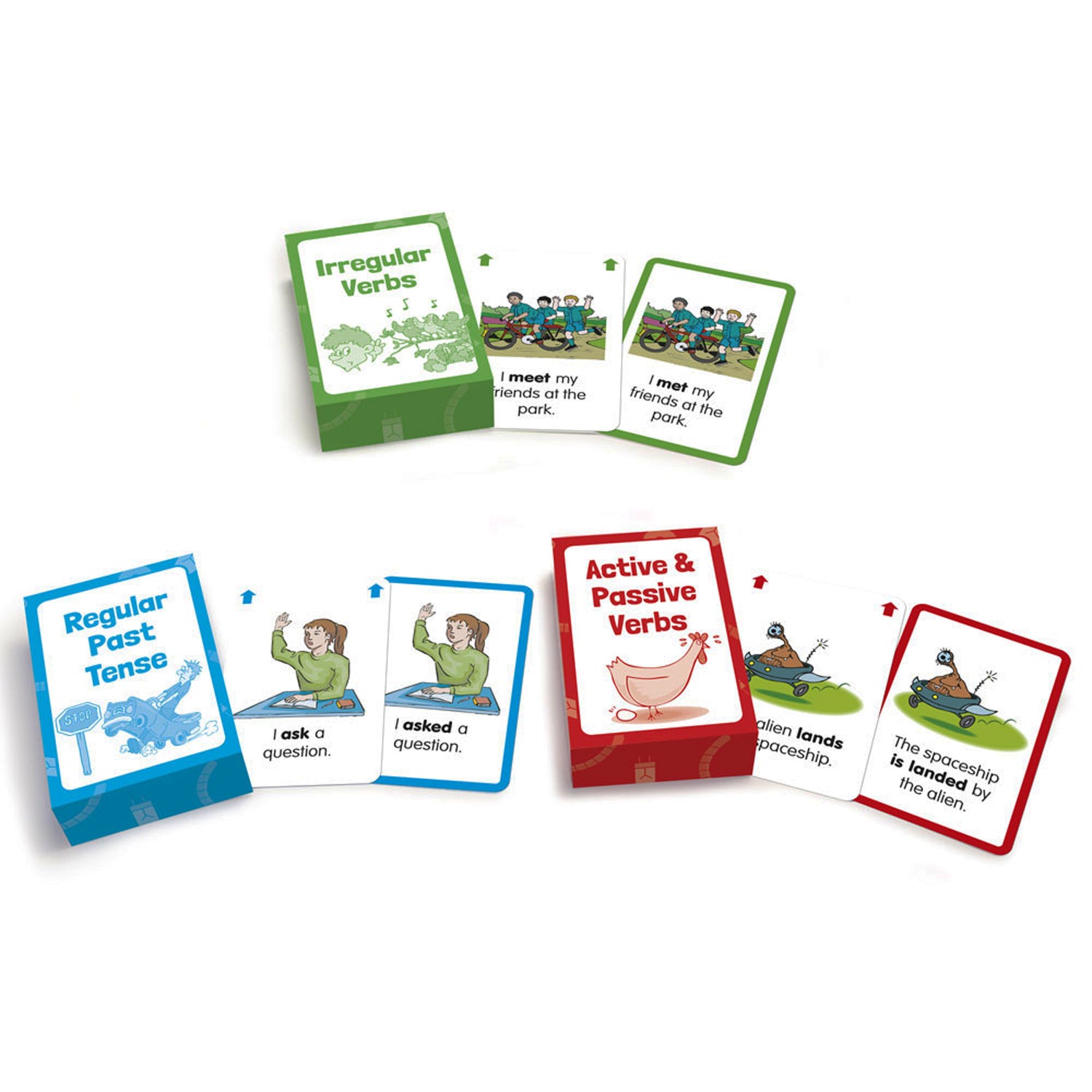 Verb Flashcards, 3 Sets Per Pack, 3 Packs