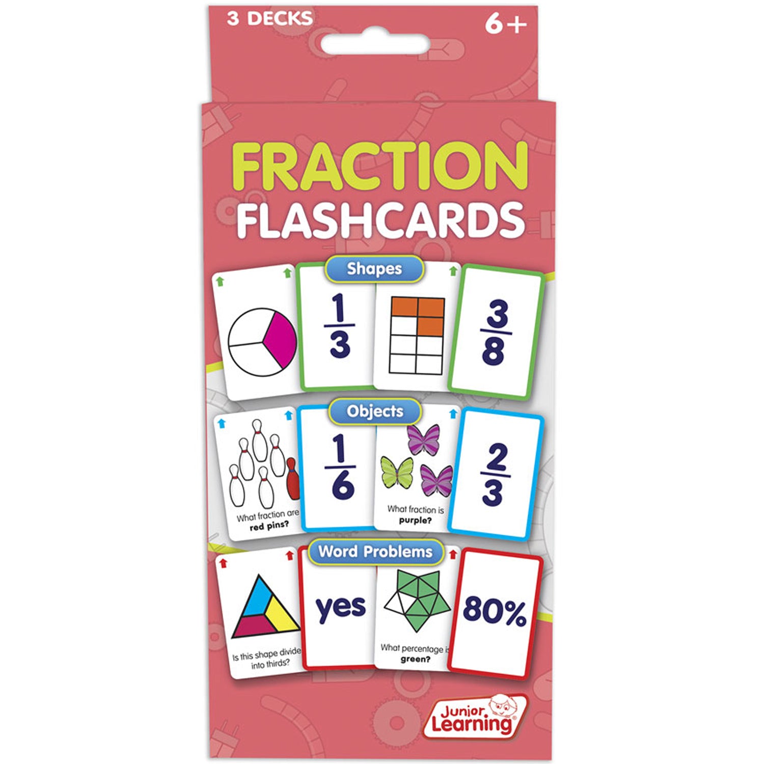 Fraction Flashcards, 3 Sets Per Pack, 3 Packs