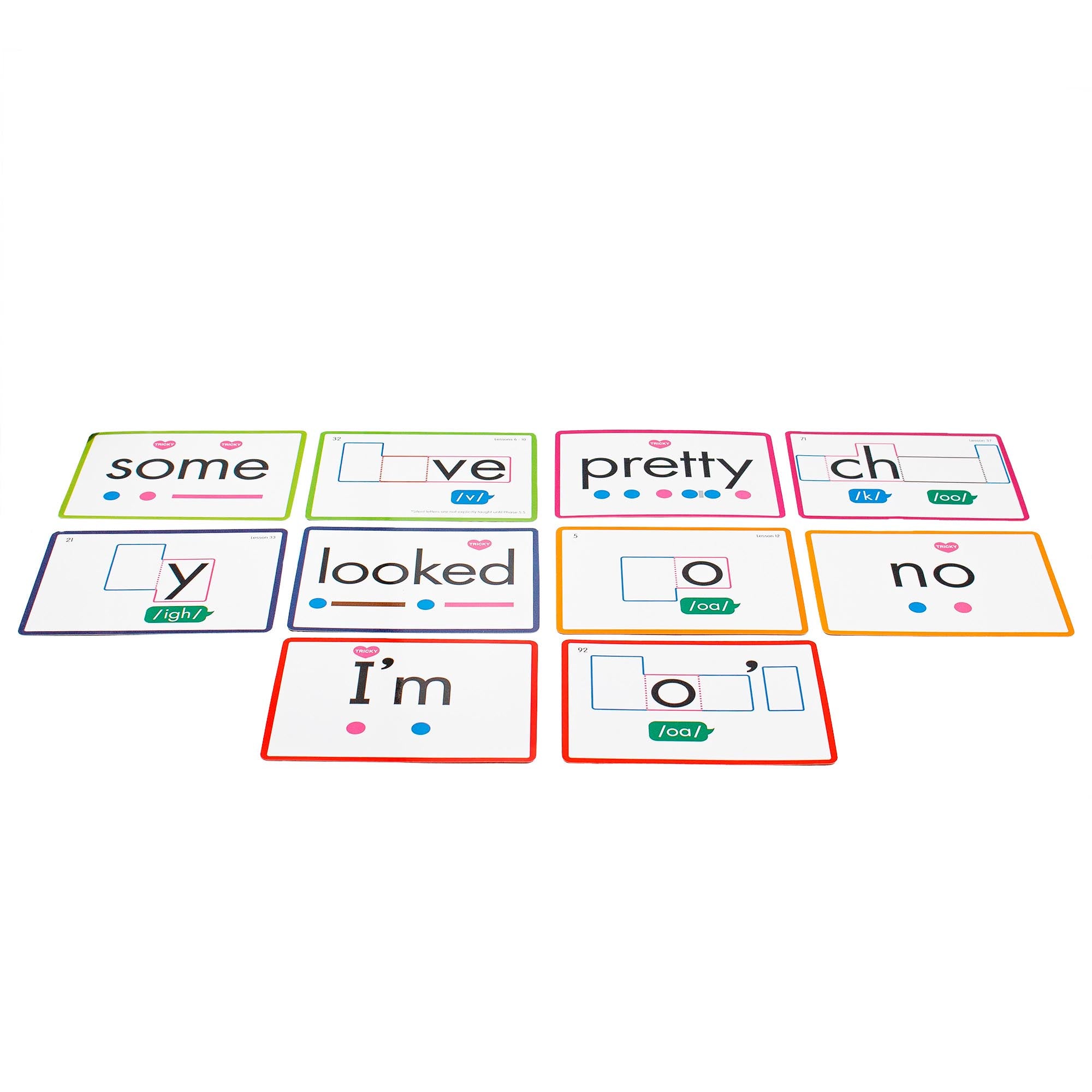 Rainbow Phonics Heart Word Cards, Common Exception Words