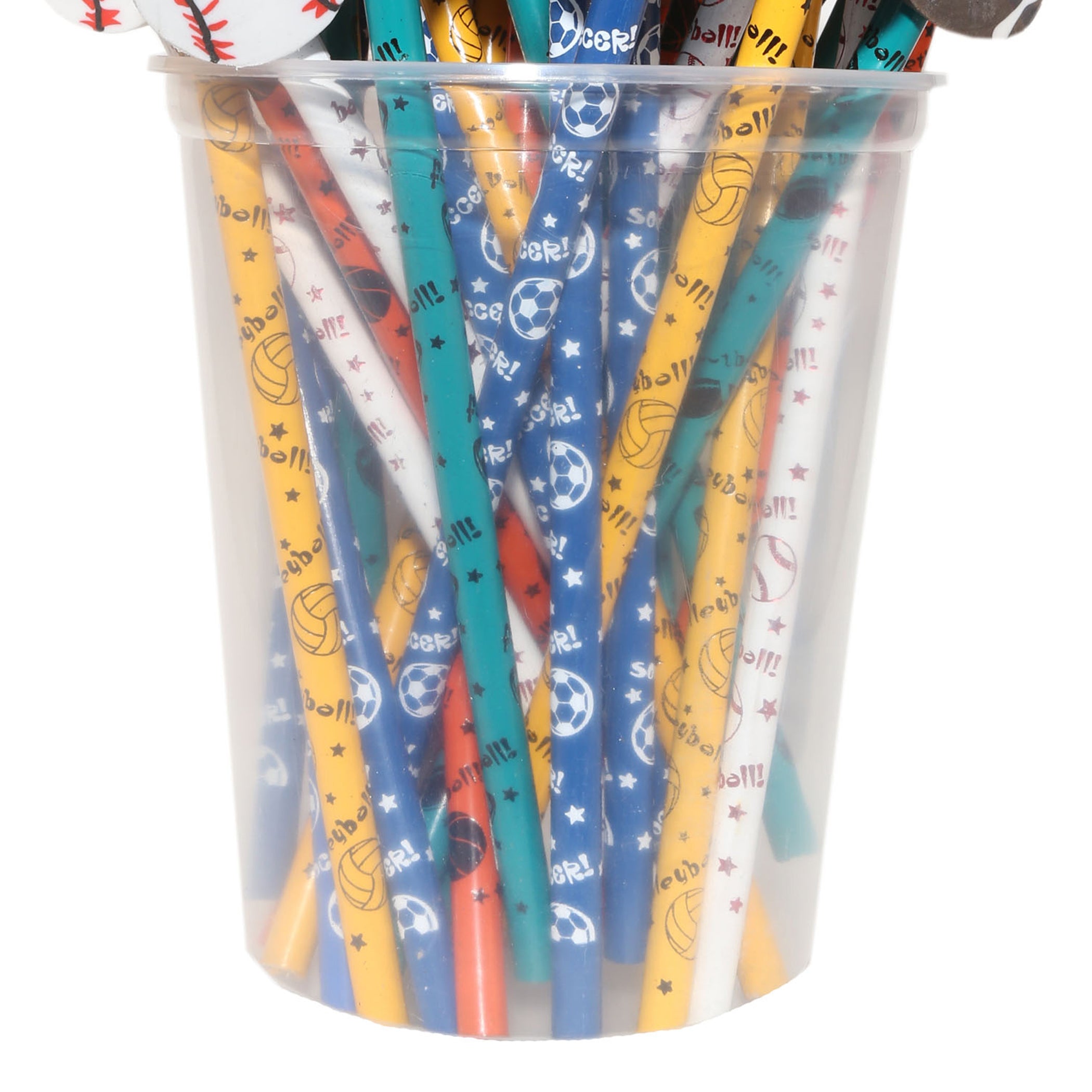 Pencil & Eraser Topper Write-Ons, Sports, Pack of 36