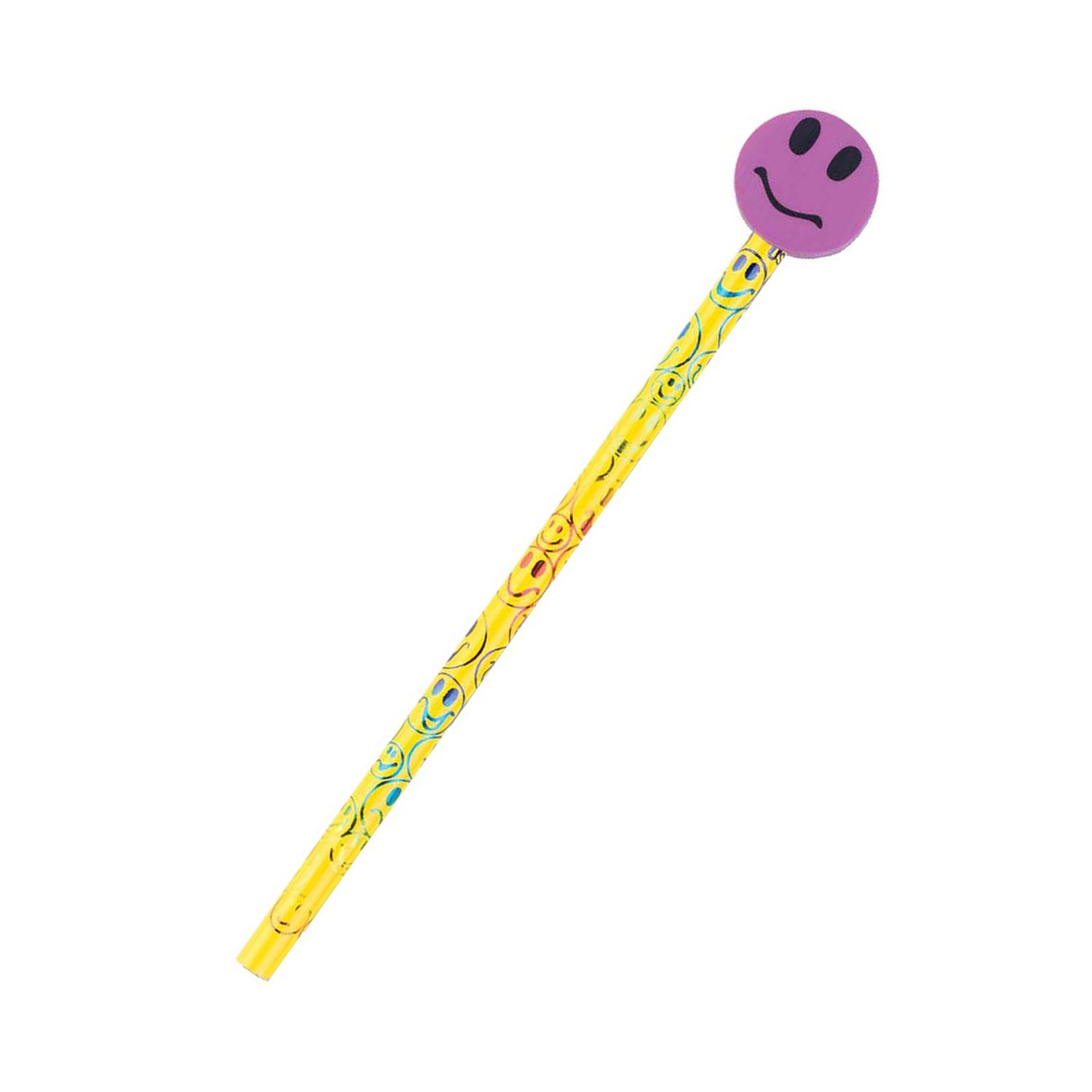 Pencil & Eraser Topper Write-Ons, Smiley Face, Pack of 36