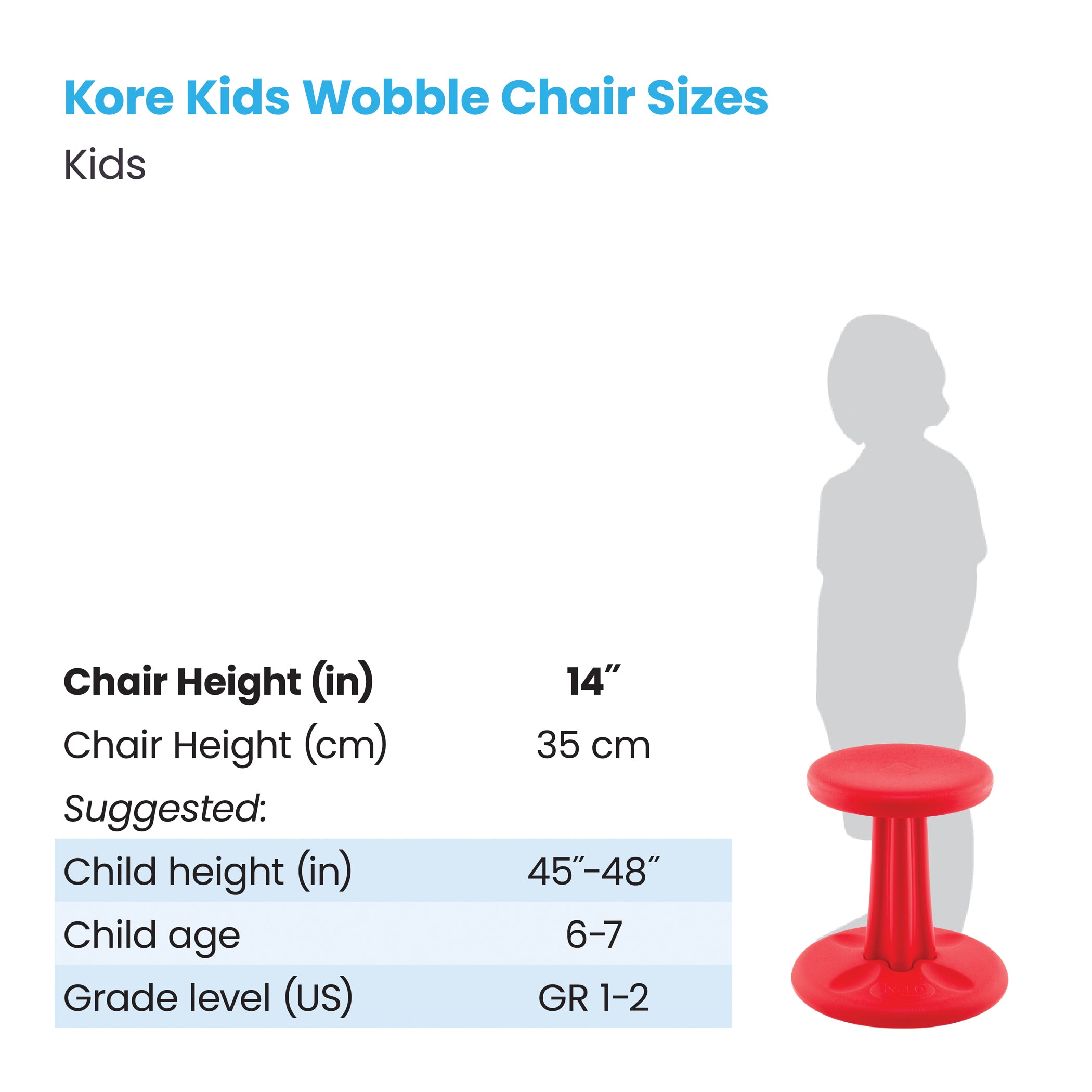 Kids Wobble Chair 14", Red