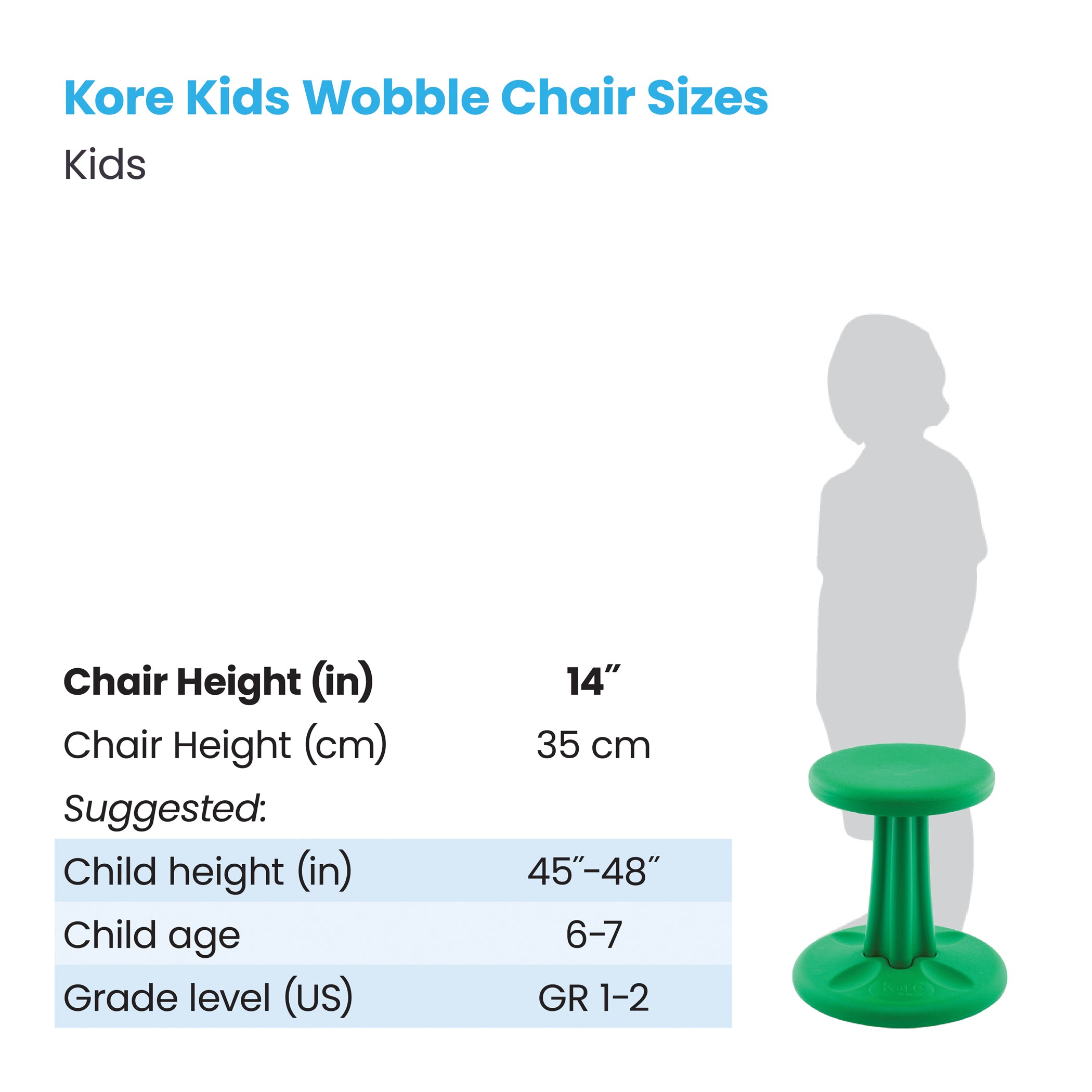 Kids Wobble Chair 14", Green