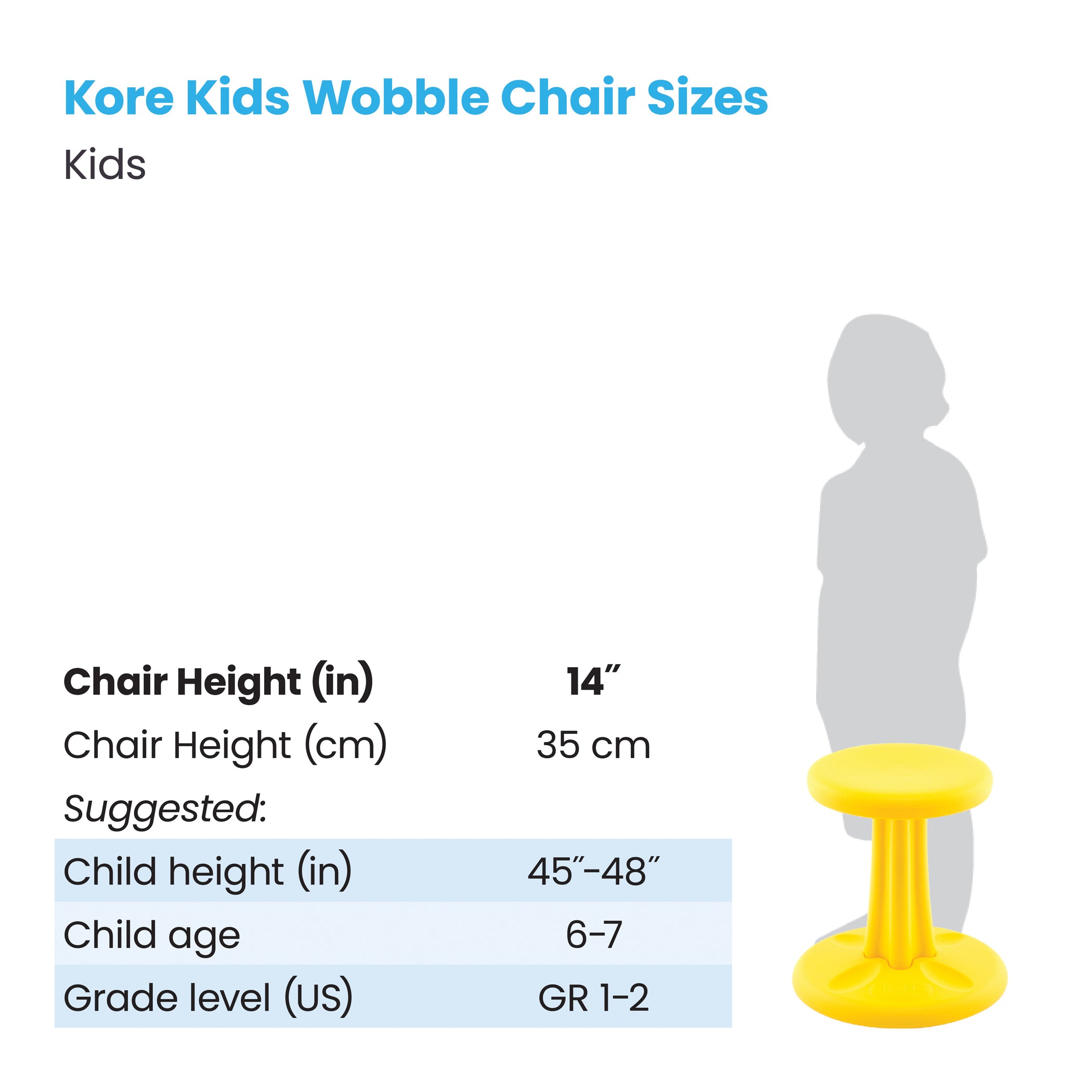 Kids Wobble Chair 14", Yellow