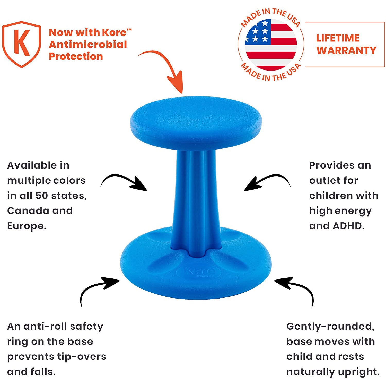 Pre-School Wobble Chair 12", Blue