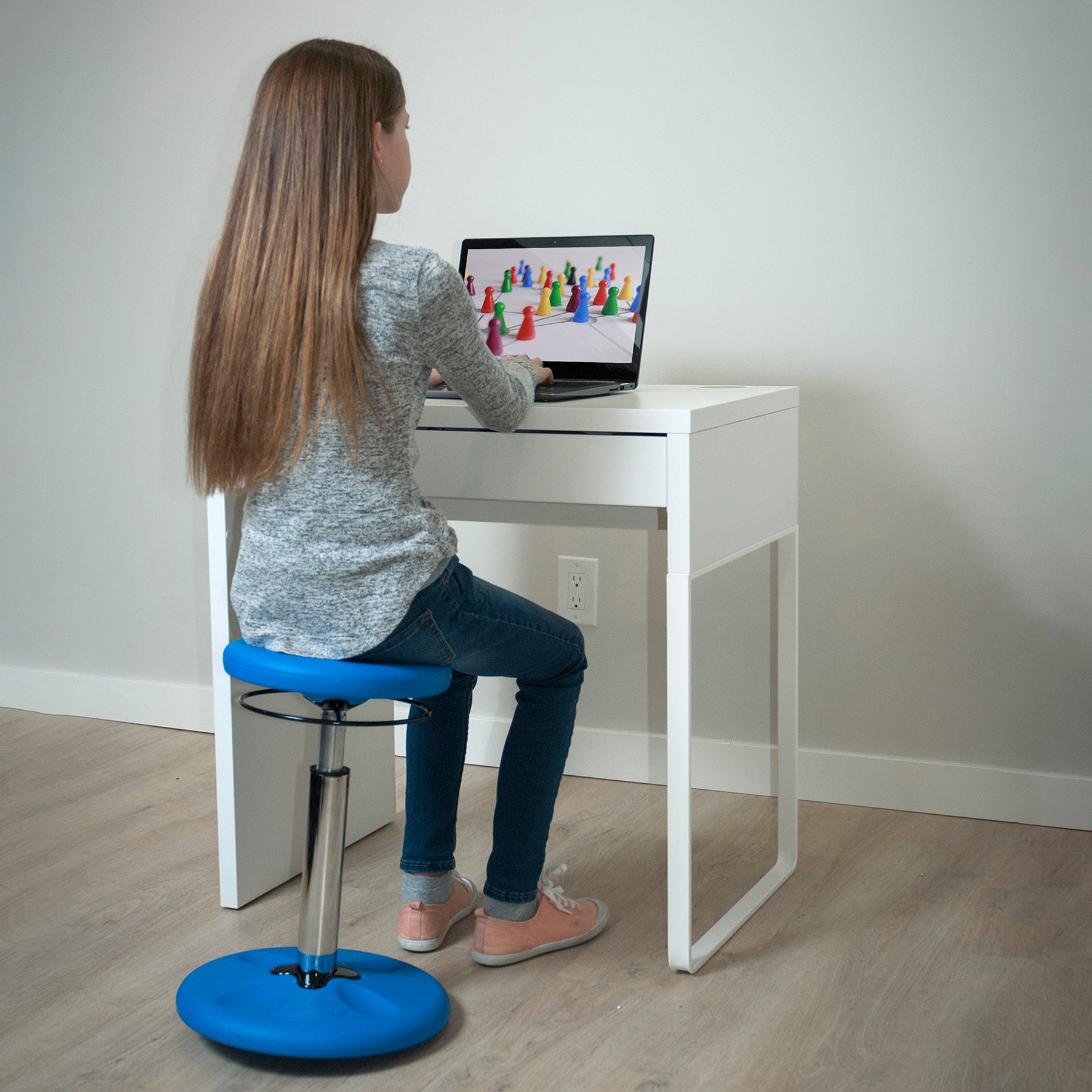 Kids Adjustable Tall Wobble Chair 16.5-24", Dark Blue