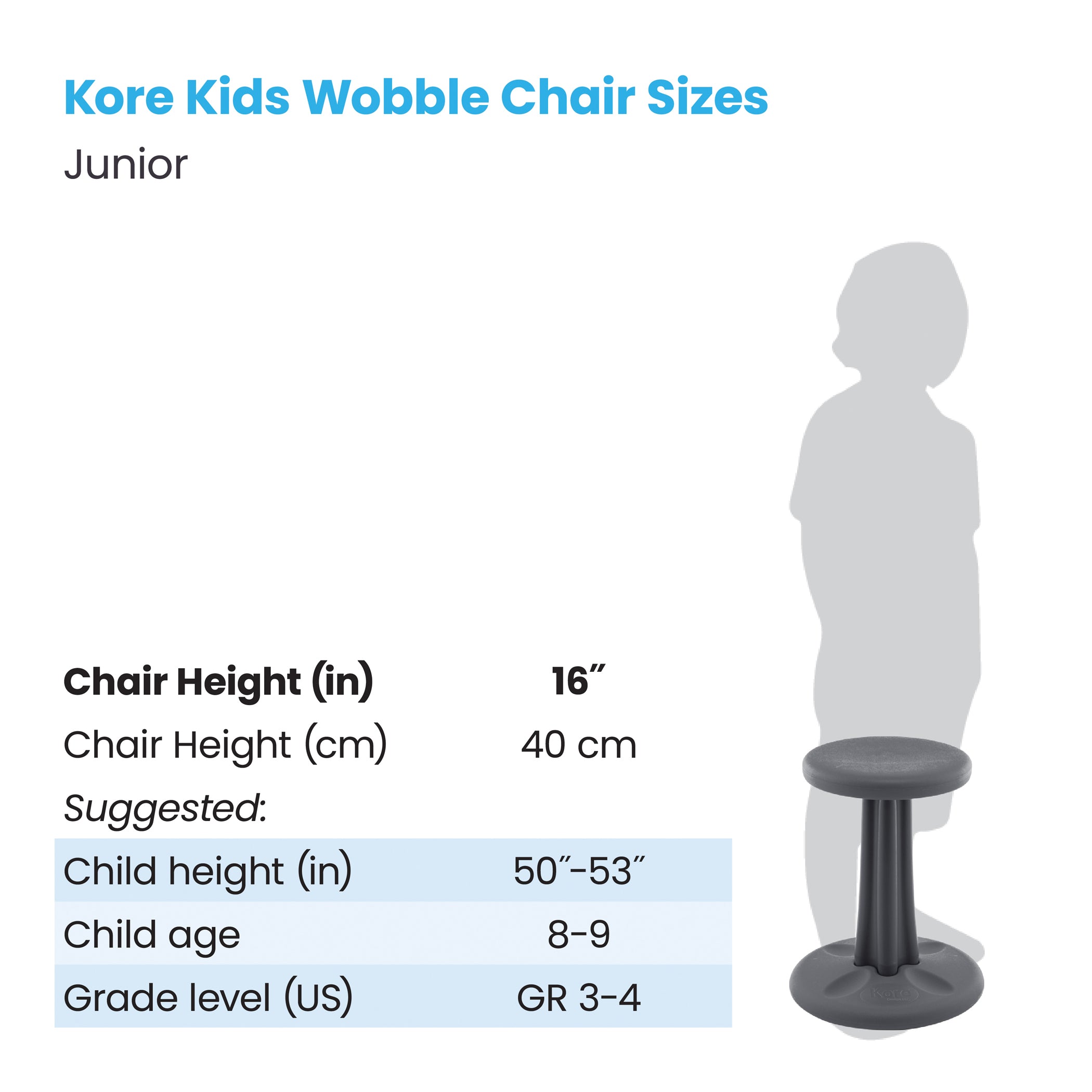 Junior Wobble Chair 16", Grey