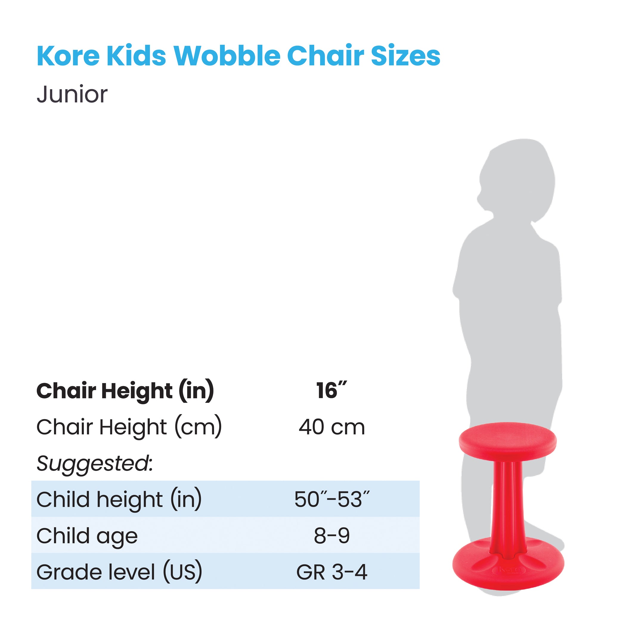 Junior Wobble Chair 16", Red