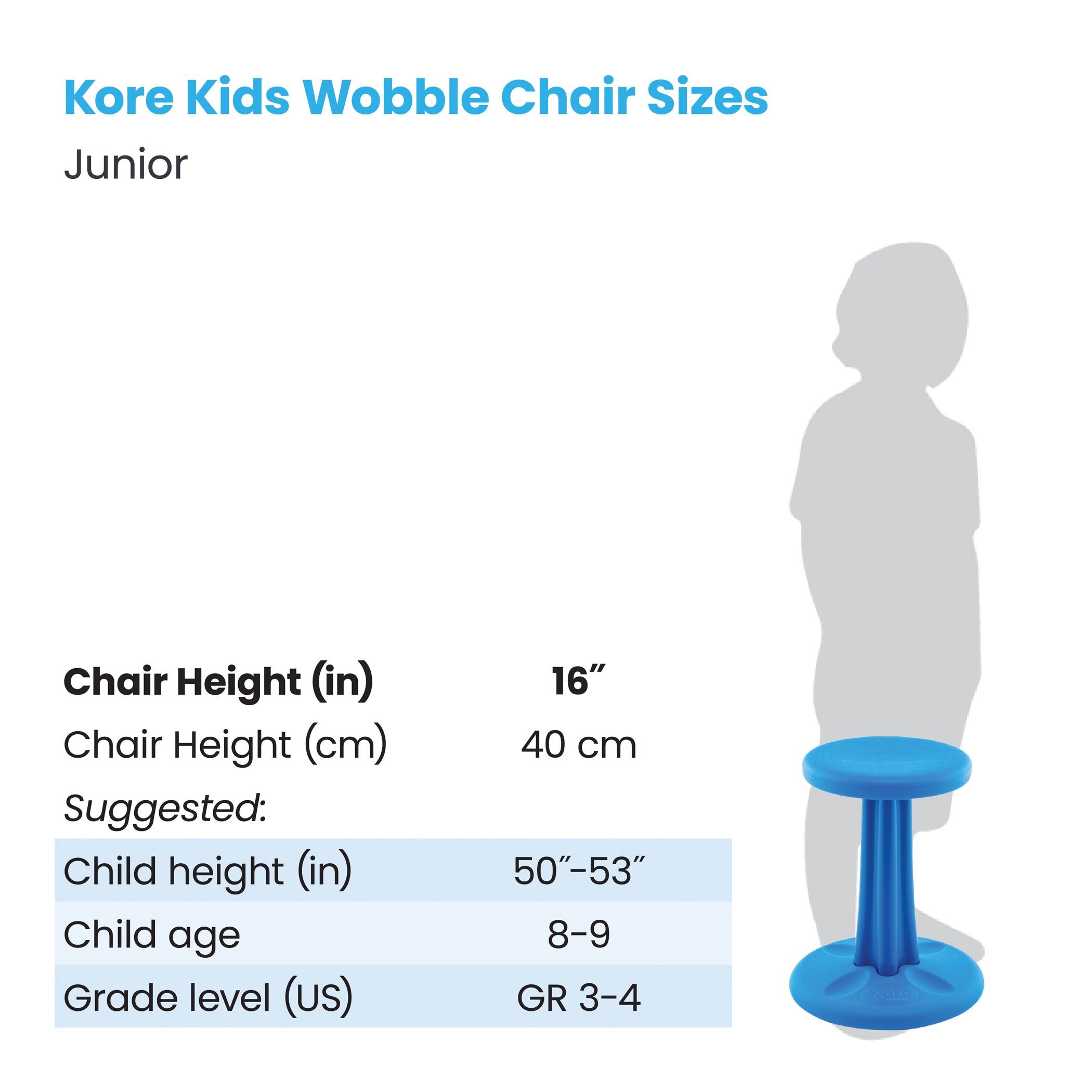 Junior Wobble Chair 16", Blue