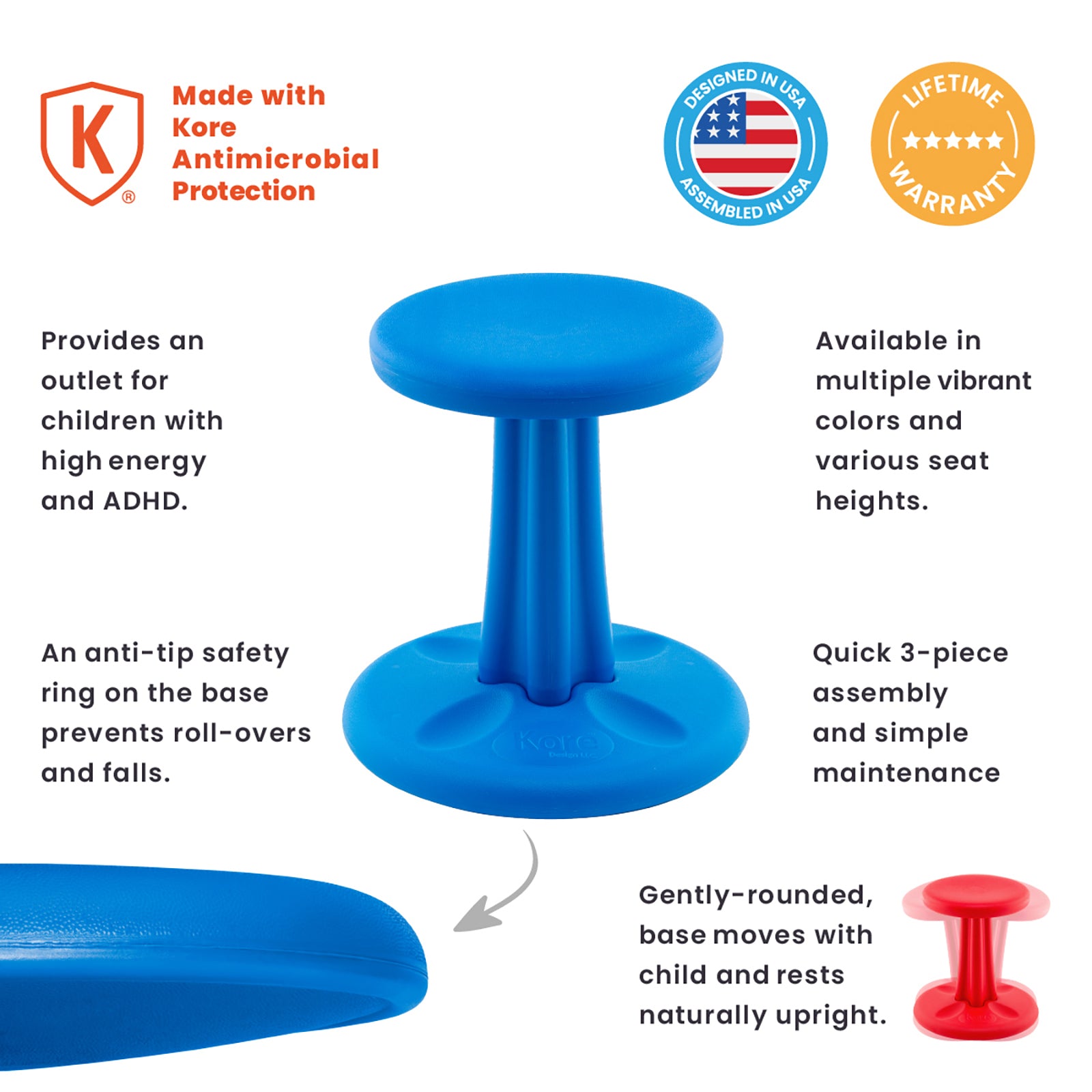 Junior Wobble Chair 16", Blue