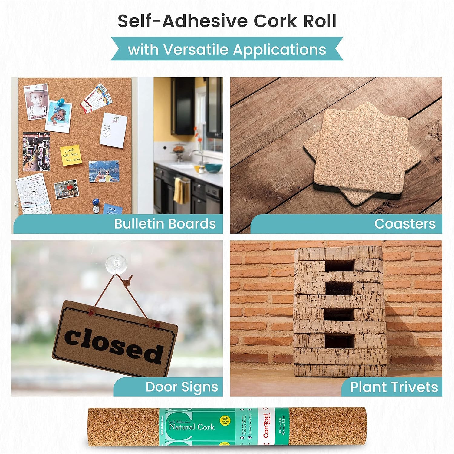 Adhesive Roll, Cork, 18" x 4'