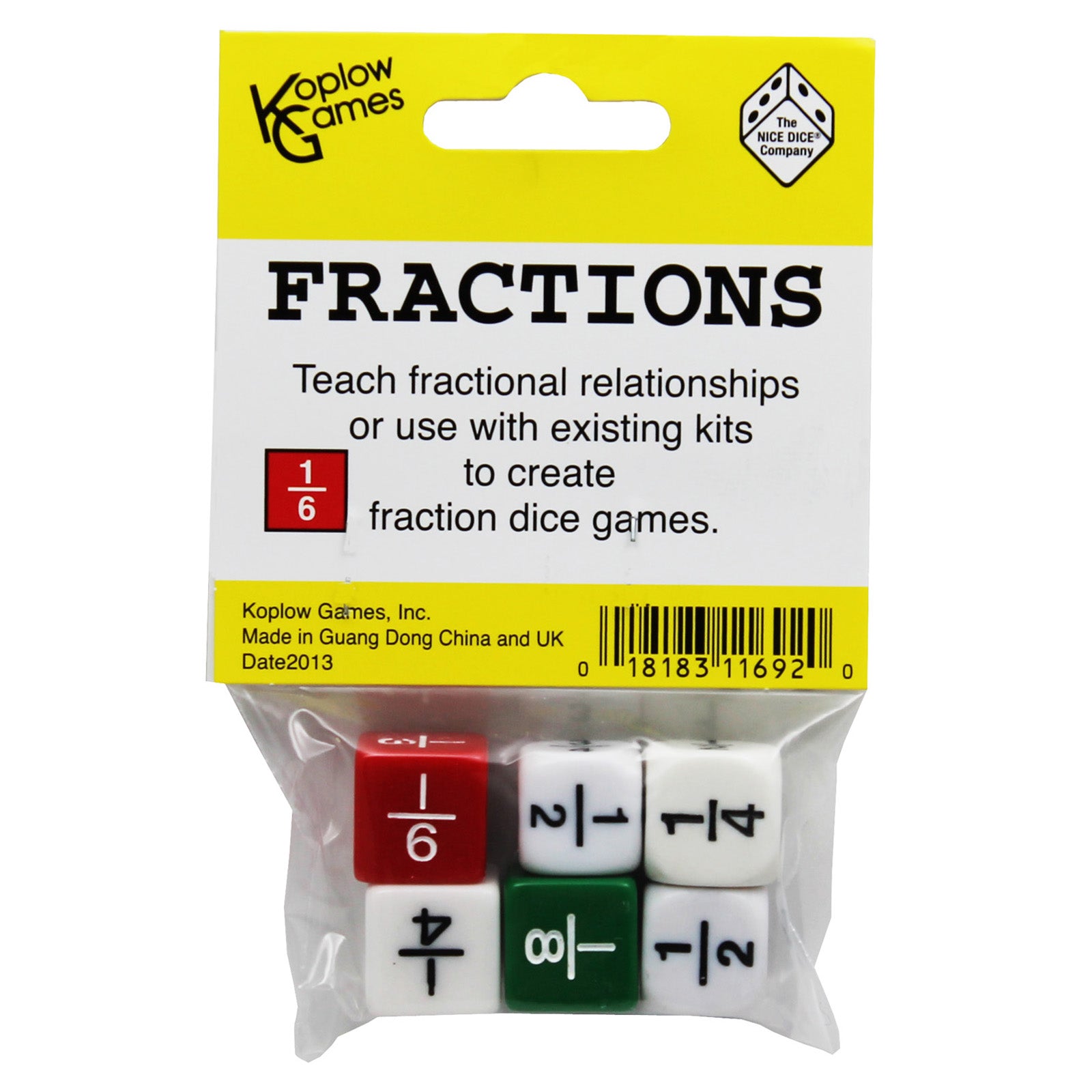 Fraction Dice Set, 6 Per Set, 6 Sets