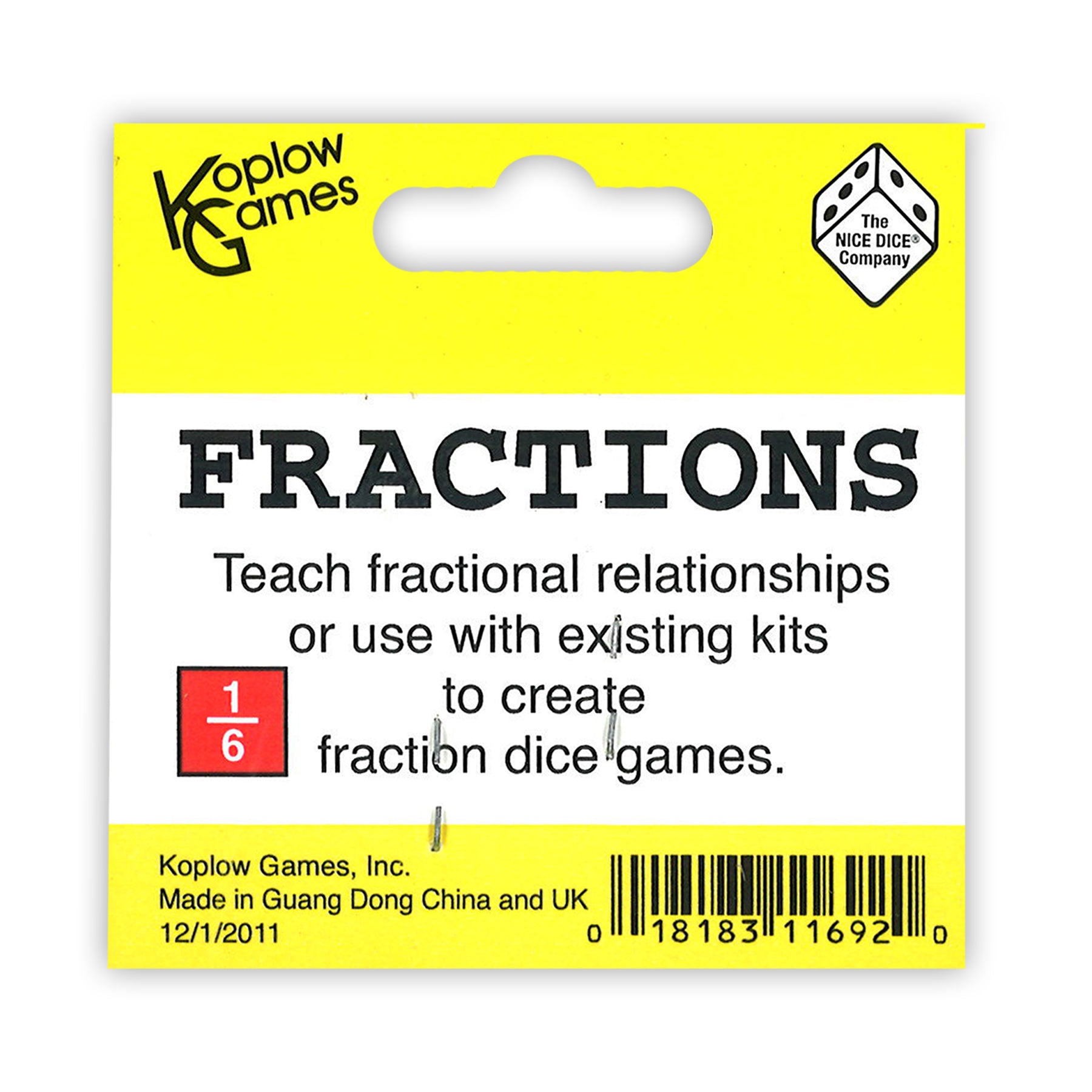 Fraction Dice Set, 6 Per Set, 6 Sets