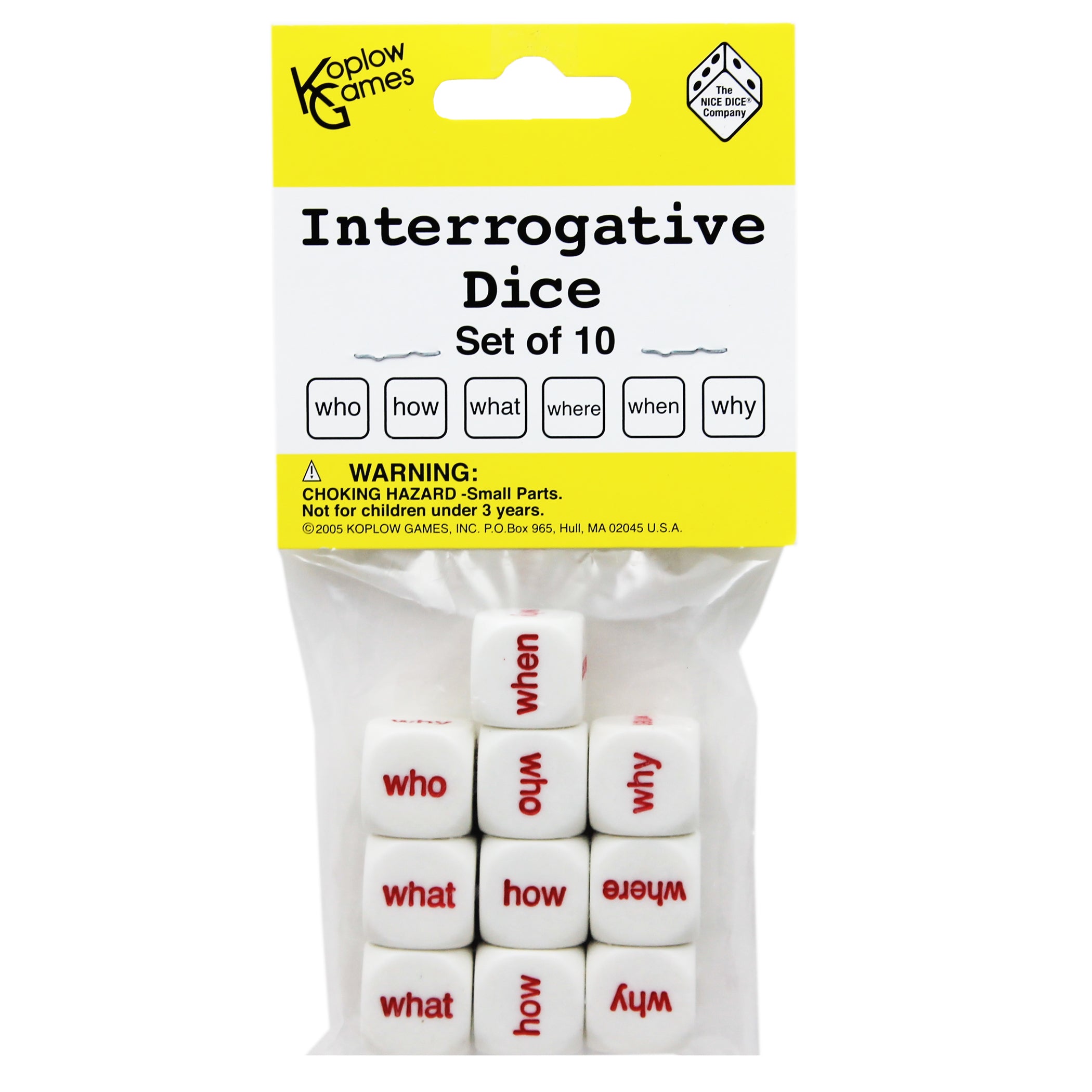 Interrogative Dice, 10 Per Set, 3 Sets