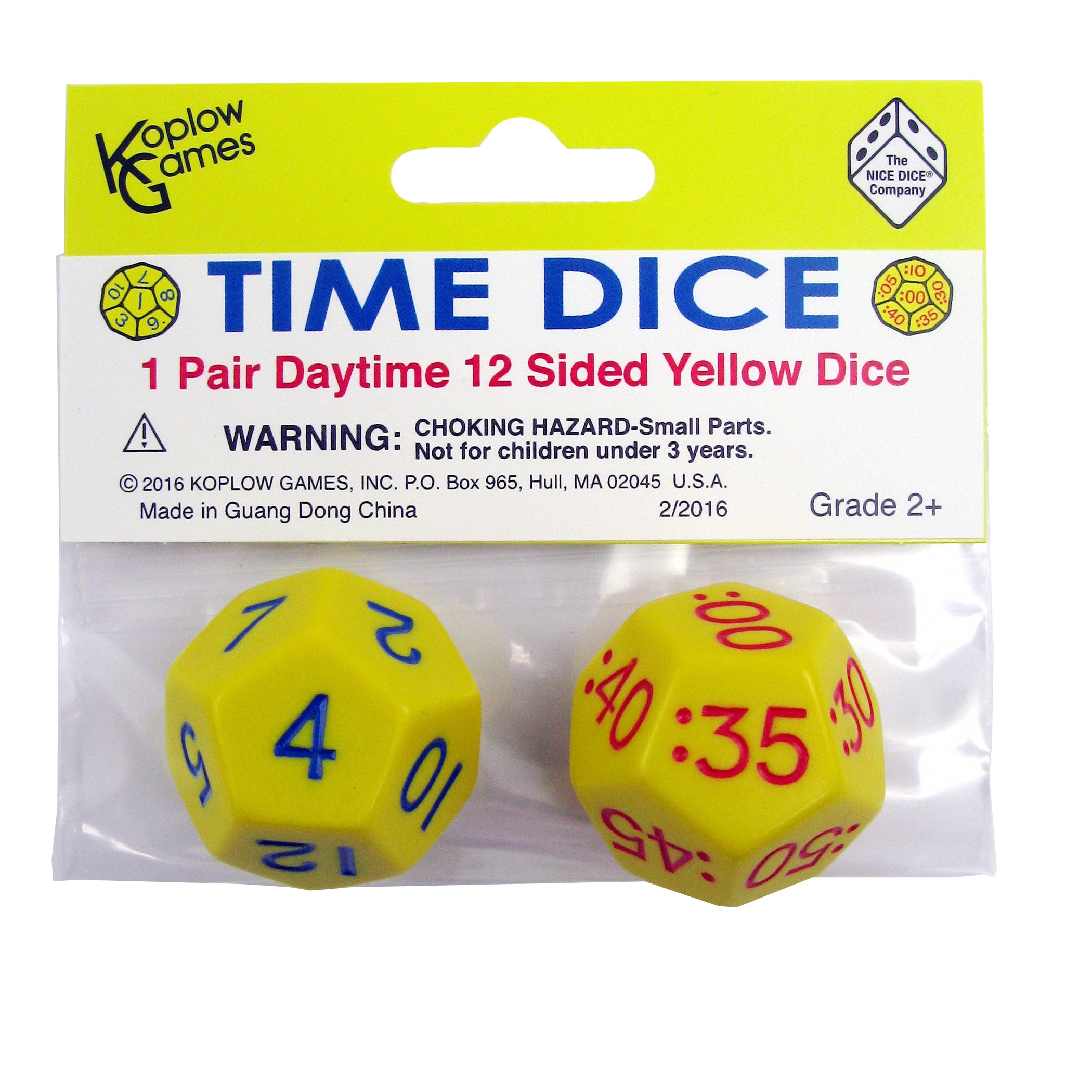 Time Dice, Pair of Yellow (AM), 6 Sets - A1 School Supplies