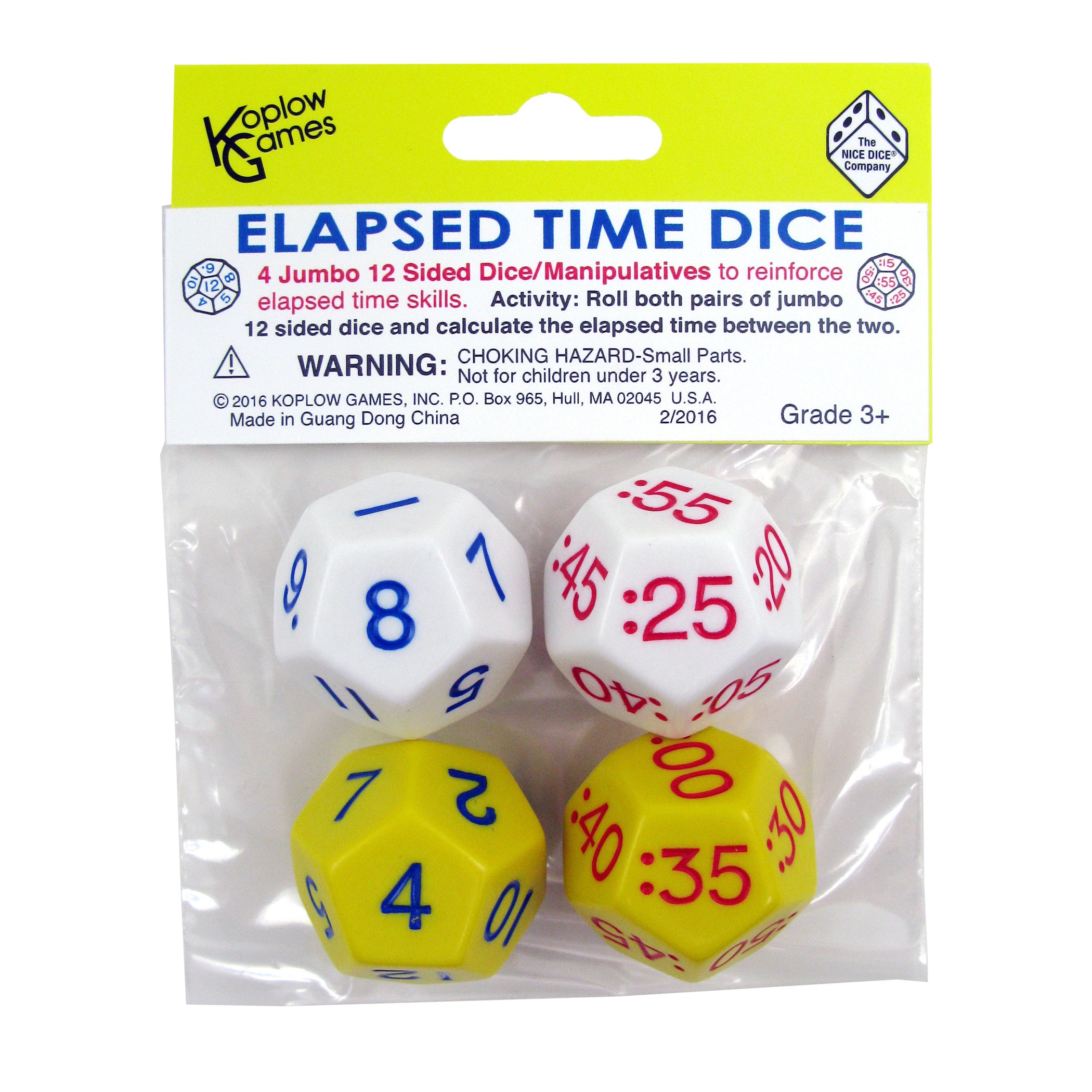 Elapsed Time Dice, 2 Pairs Per Pack, 2 Packs - A1 School Supplies