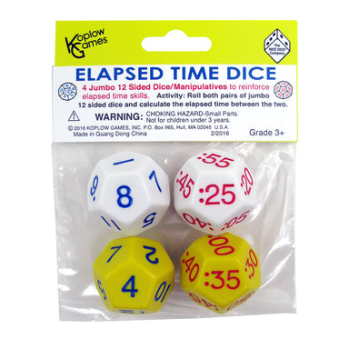 Elapsed Time Dice, 2 Pairs Per Pack, 2 Packs - A1 School Supplies