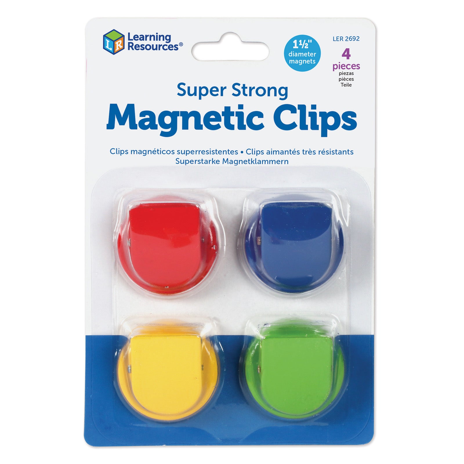 Super Strong Magnetic Clips, 1 1/2" Diameter, 4 Per Pack, 2 Packs