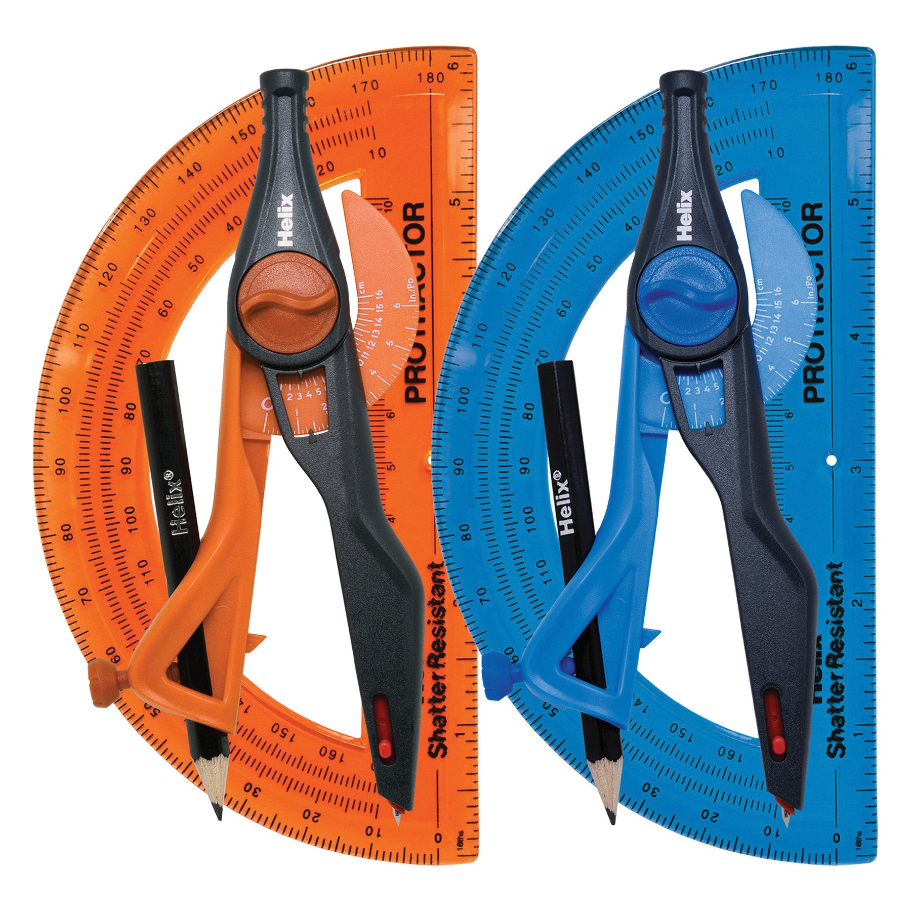 Plastic Locking Compass & Protractor Set, 5 Sets