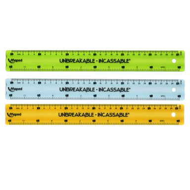 Unbreakable Ruler 12" / 30cm, Pack of 20 - A1 School Supplies