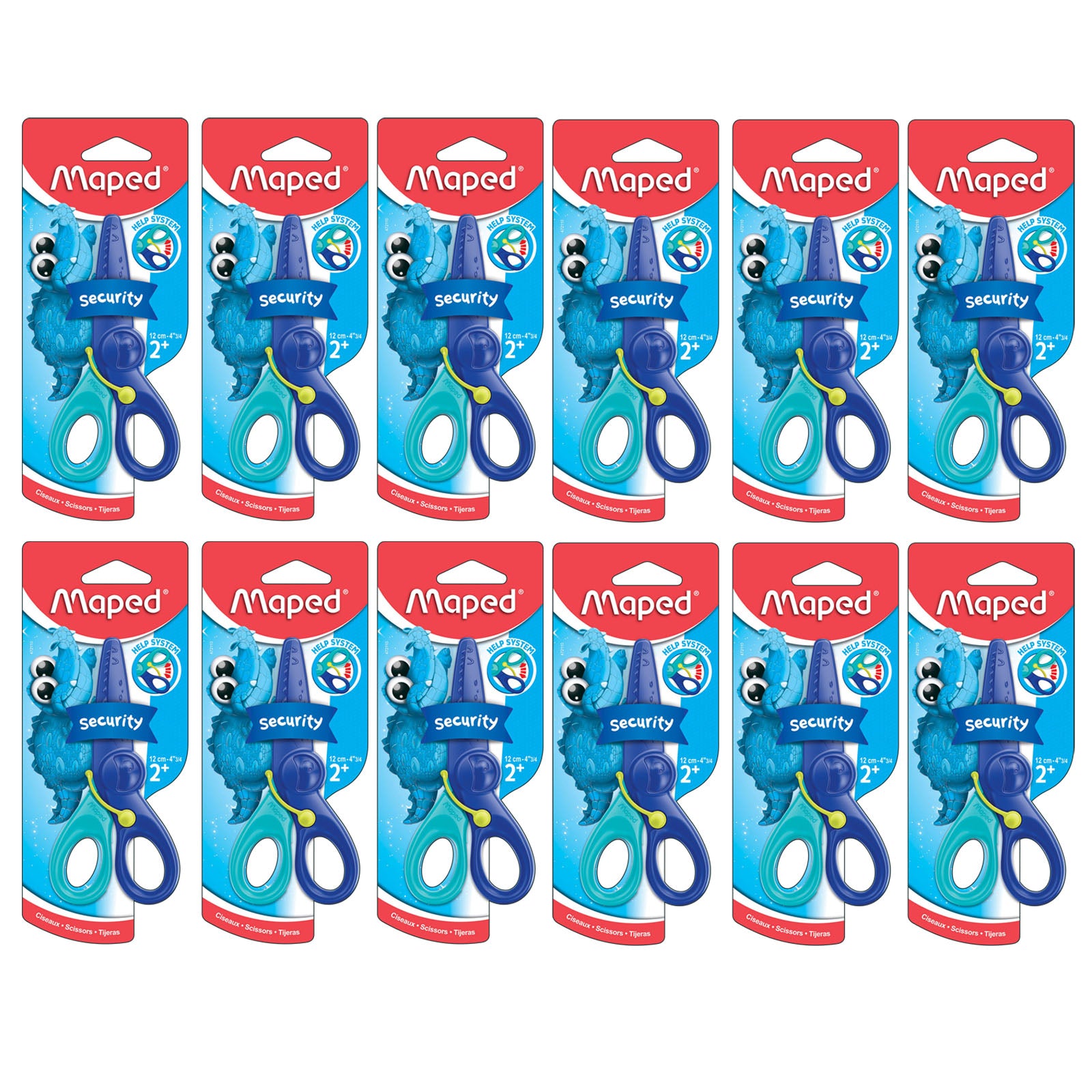 Kidicut Spring-Assisted Plastic Safety Scissors, 4.75", Pack of 12