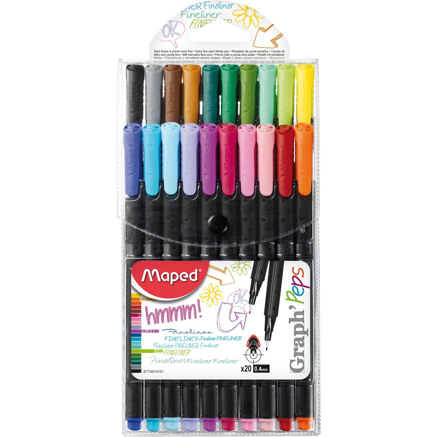 Graph'Peps 0.4mm Fine Felt Tipped Pens, Pack of 20 - A1 School Supplies