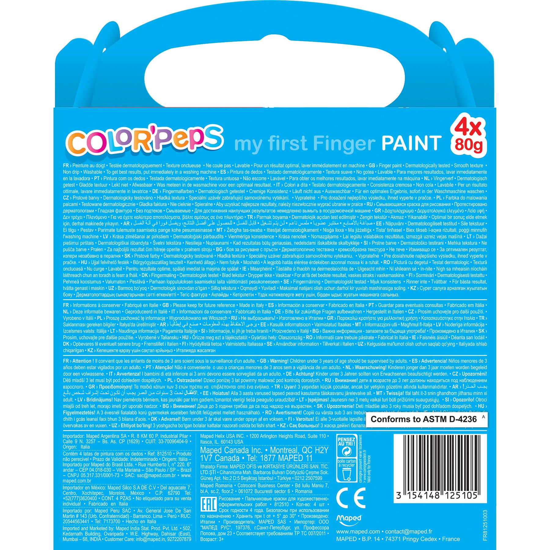 Color'Peps My First Premium Finger Paint, 4 Per Pack, 2 Packs