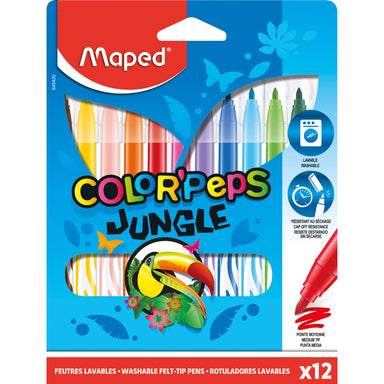 Color'Peps Jungle Fine Tip Ultrawashable Markers, 12 Per Pack, 12 Packs - A1 School Supplies