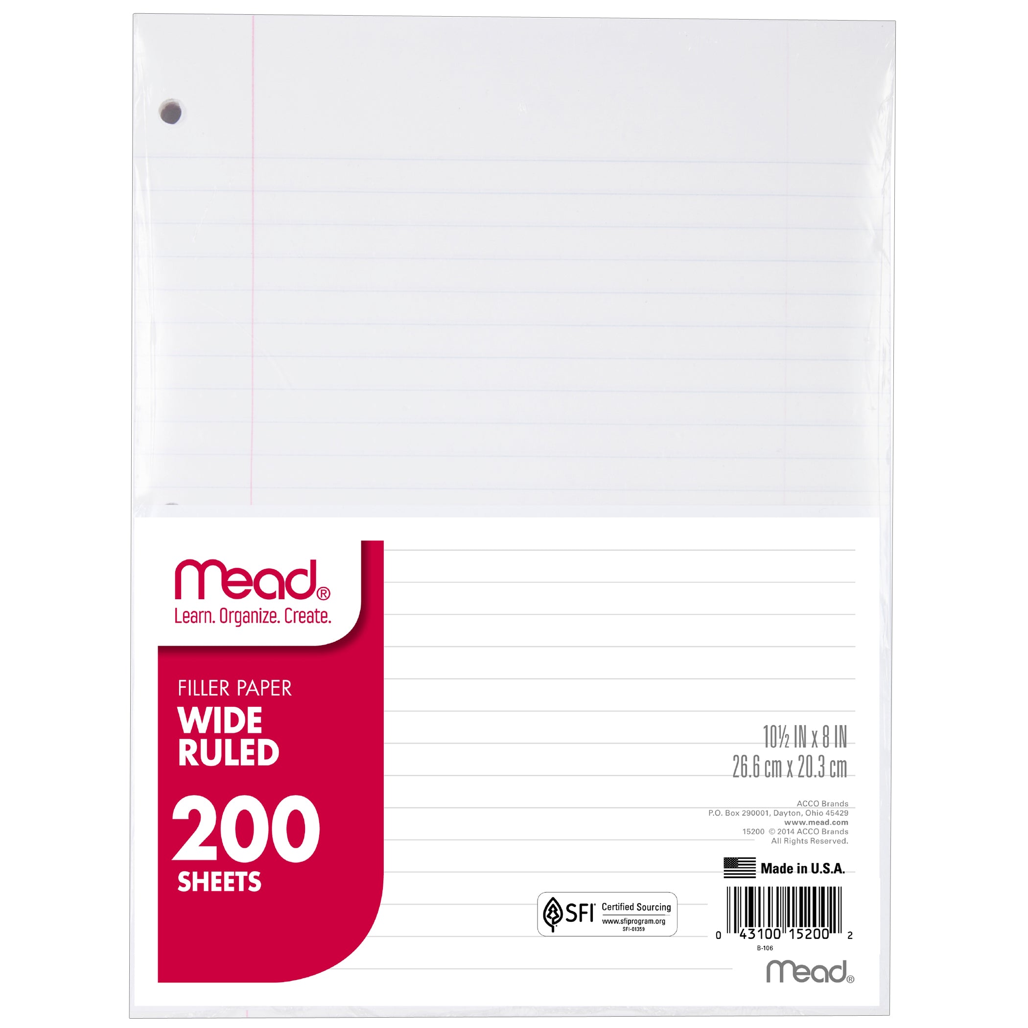 Notebook Filler Paper, Wide Ruled, 200 Sheets Per Pack, 3 Packs