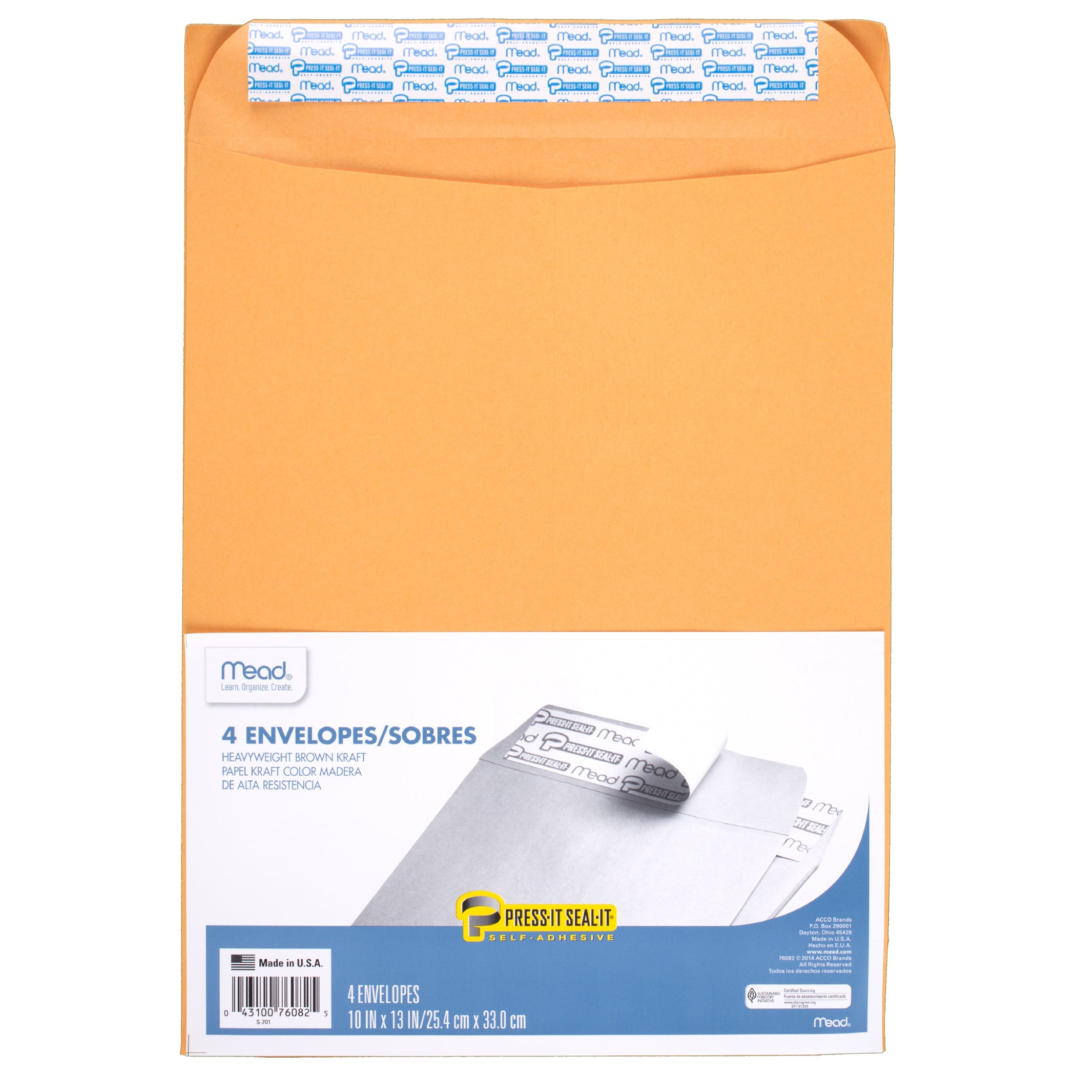 Press-It Seal-It® Envelopes, 10" x 13", 4 Per Box, 12 Boxes