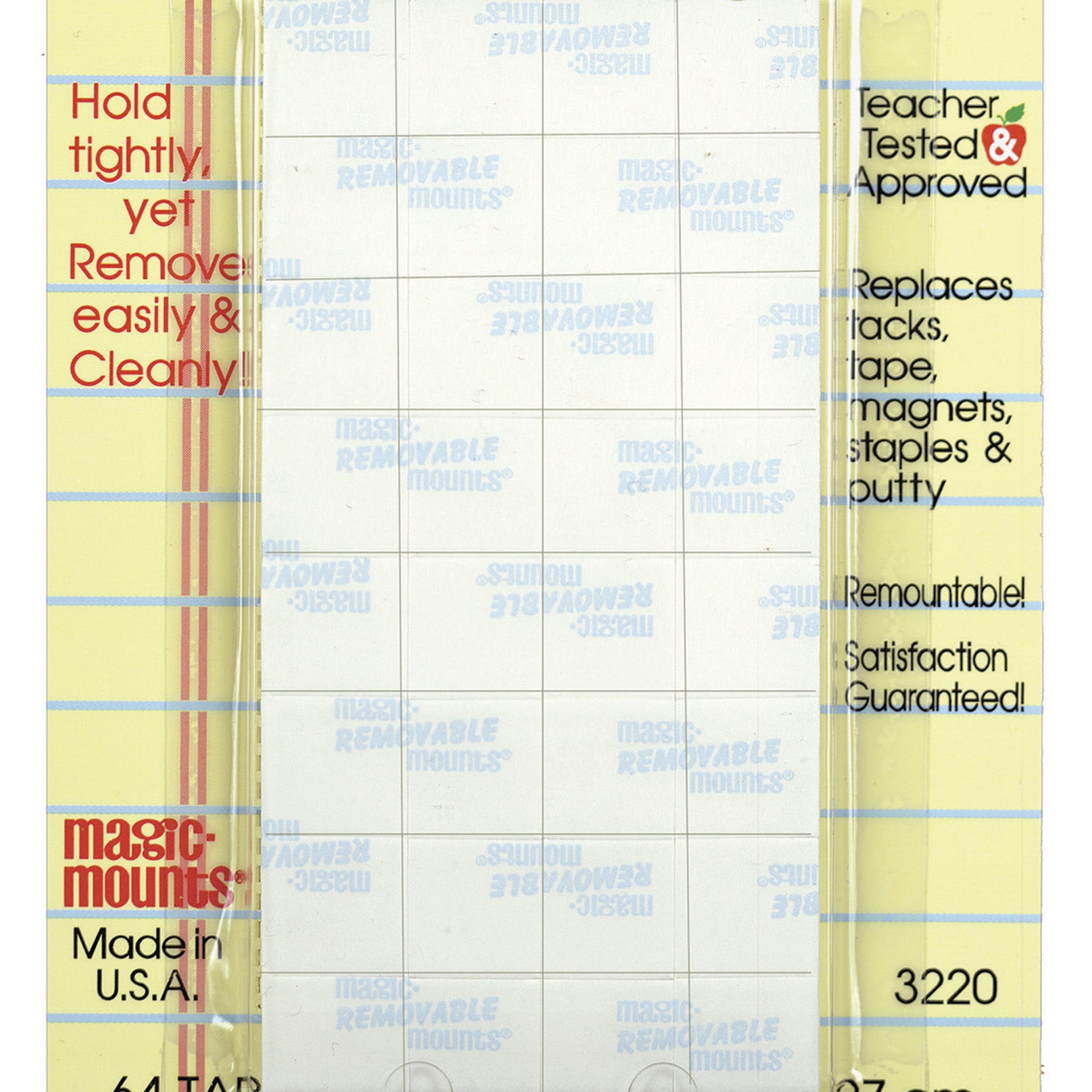 Removable Mounting Tabs, 1/2" x 1/2", 64 Per Pack, 12 Packs