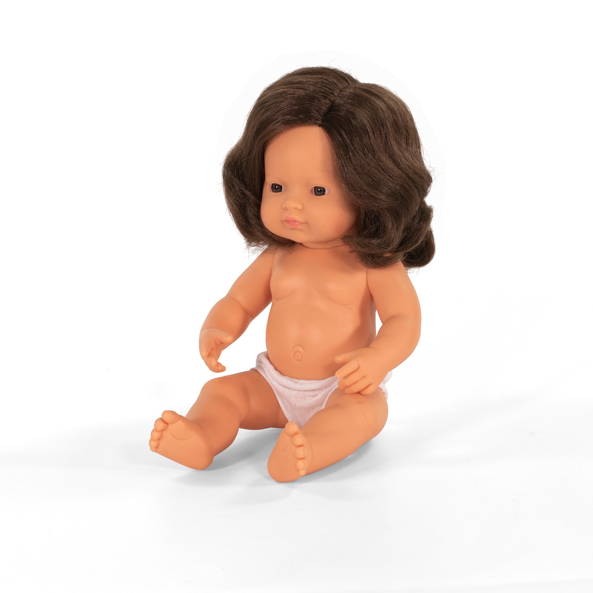 Anatomically Correct 15" Baby Doll, Caucasian Girl, Brunette