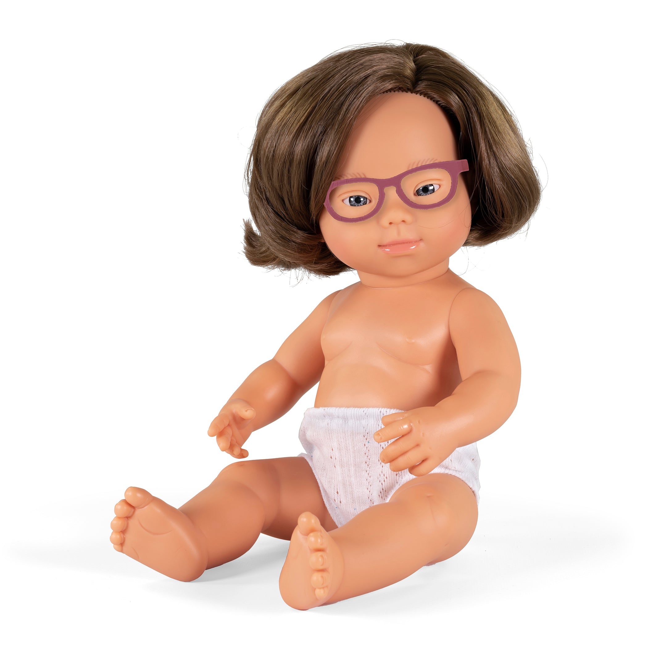 Baby Doll Caucasian Girl With Down Syndrome With Glasses 15'', Polybagged