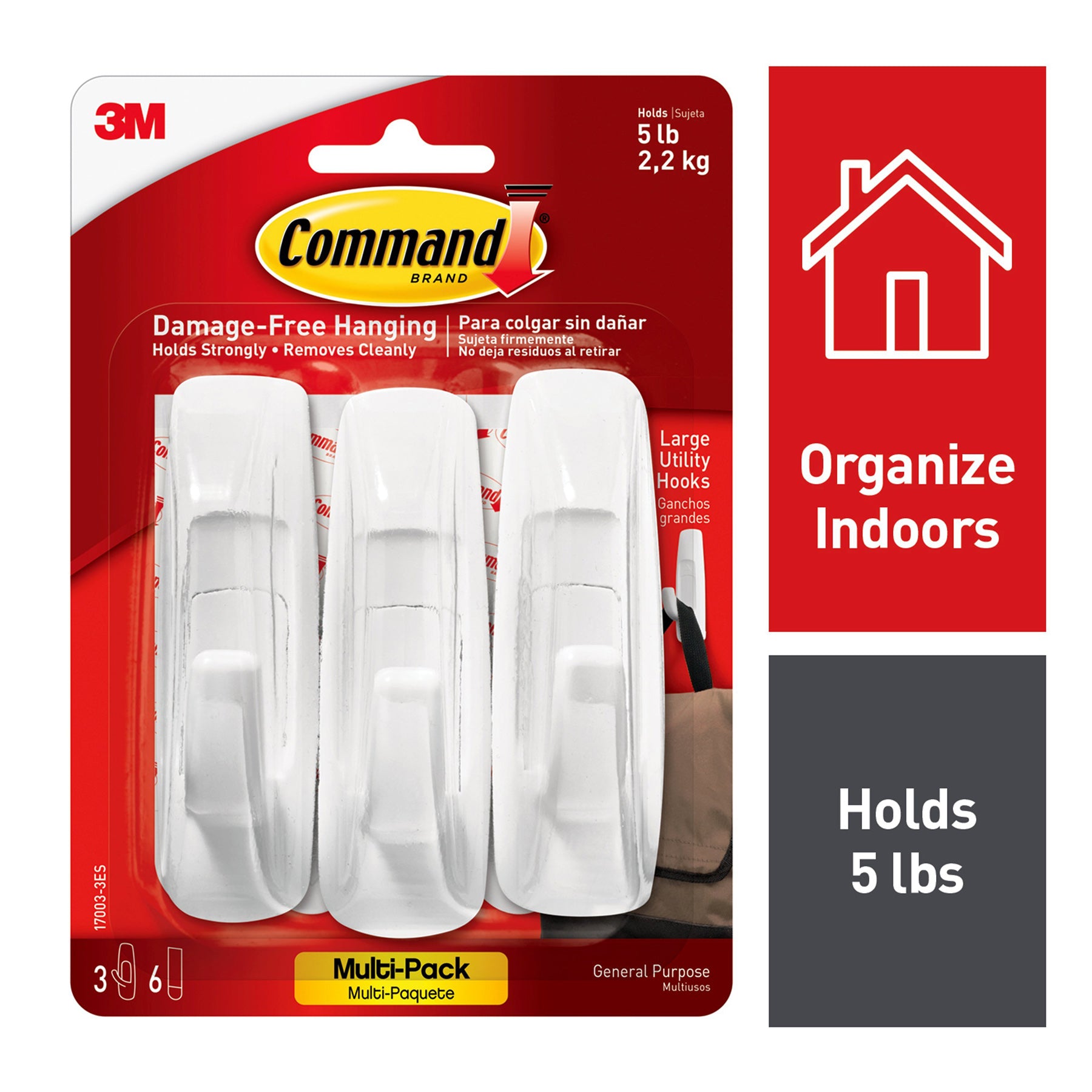 Command™ Large Utility Hooks Multi-Pack, 3 Per Pack, 3 Packs