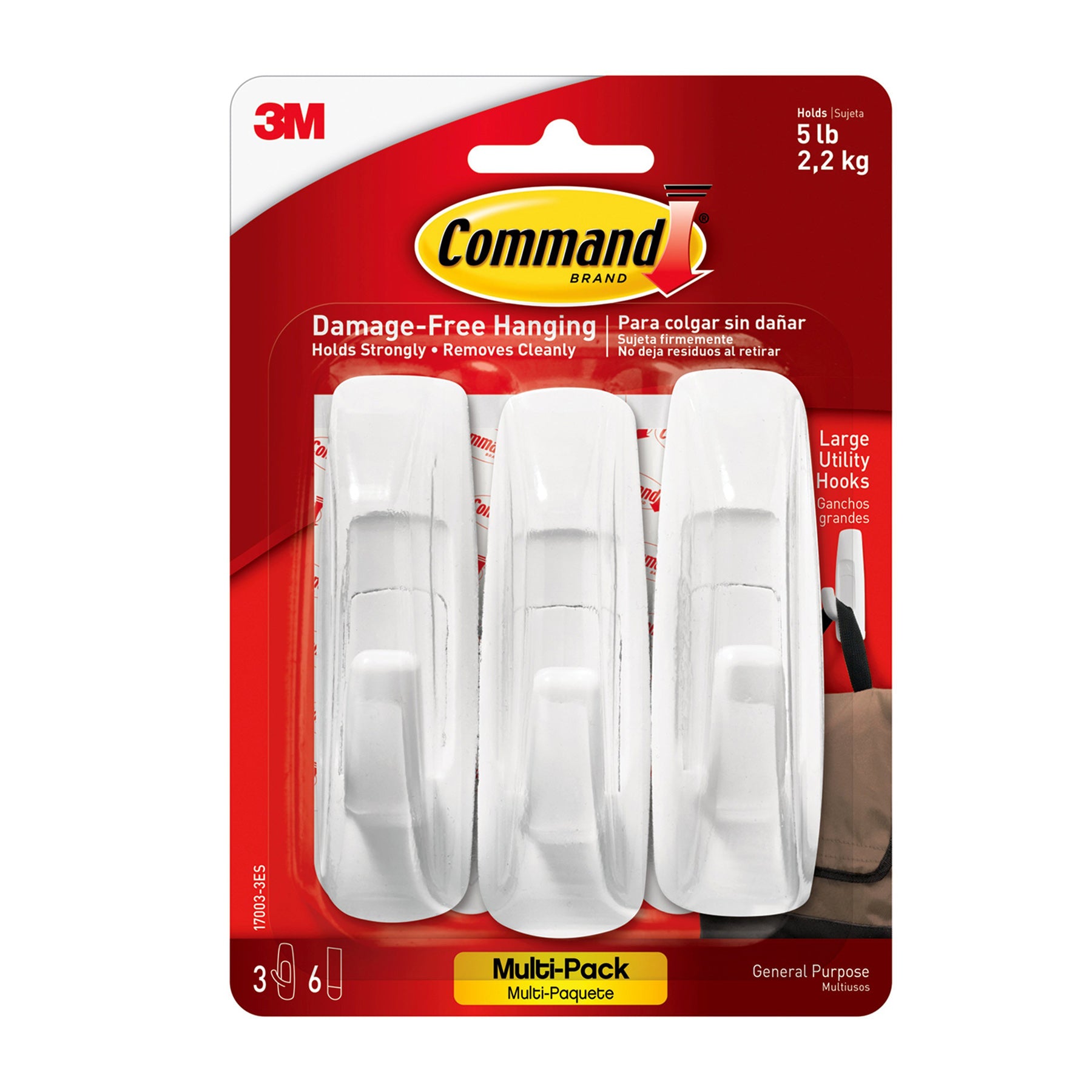 Command™ Large Utility Hooks Multi-Pack, 3 Per Pack, 3 Packs