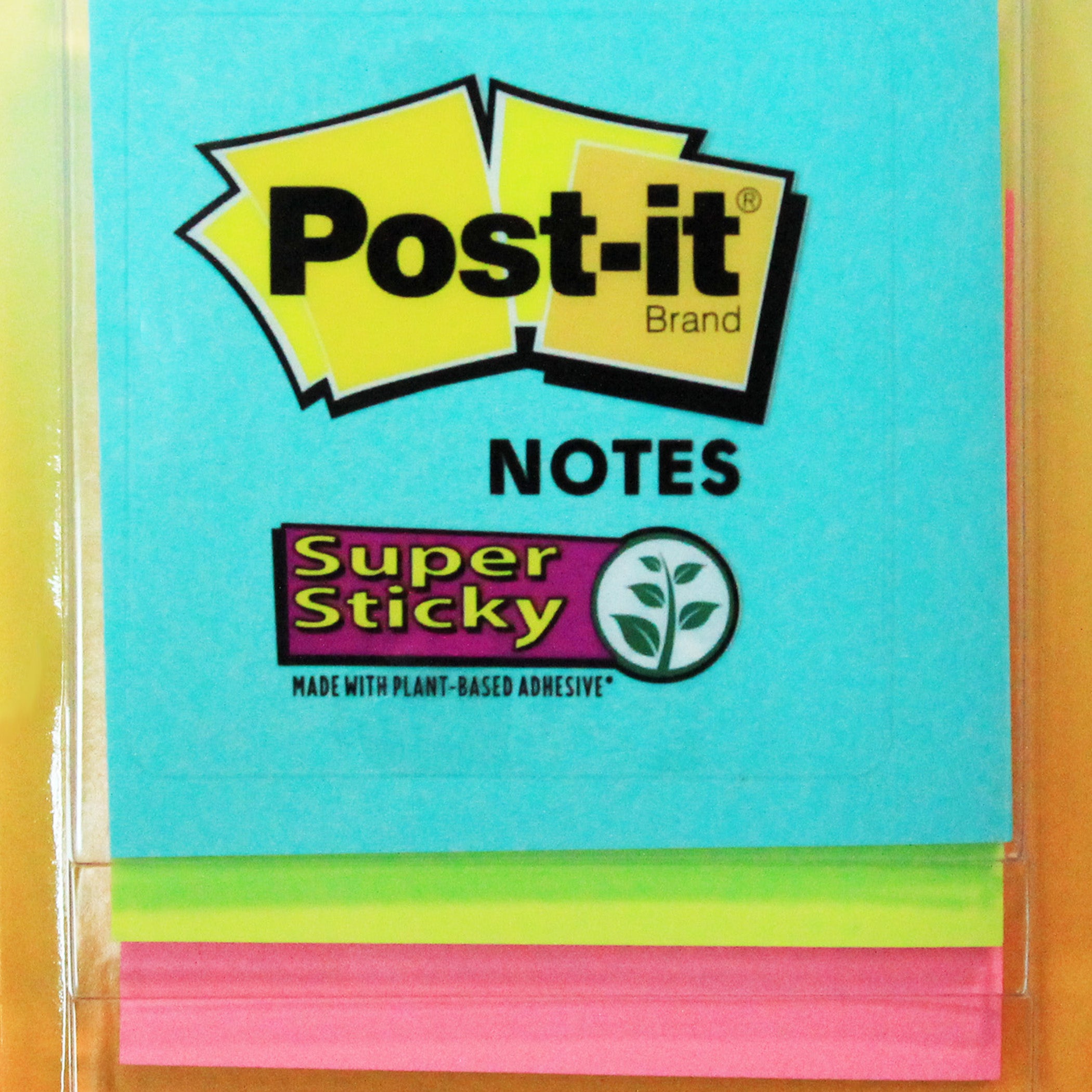 Super Sticky Notes, 3" x 3", Miami Collection, 3 Pads/Pack, 6 Packs