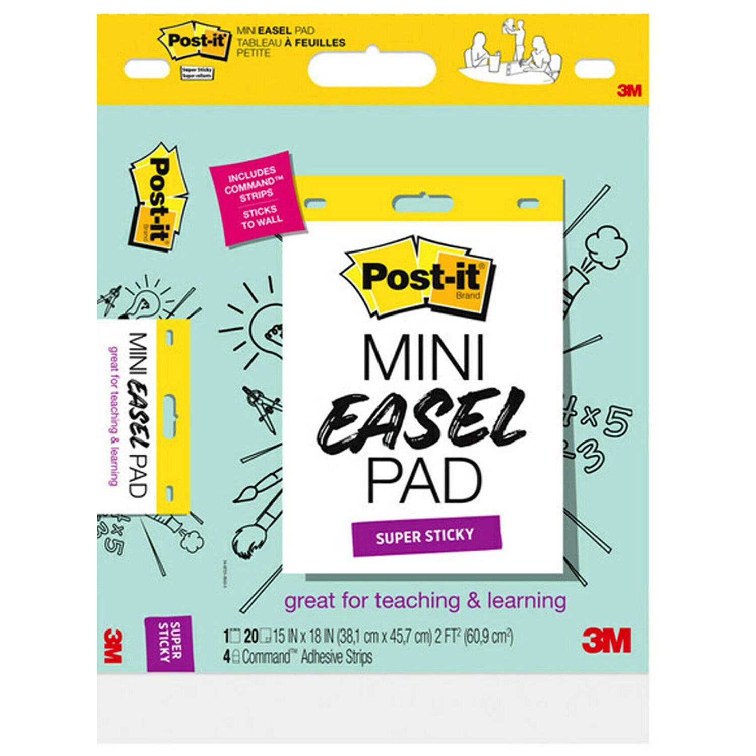 Super Sticky Mini Easel Pad, 15 x 18 Inches, 20 Sheets/Pad, Pack of 2